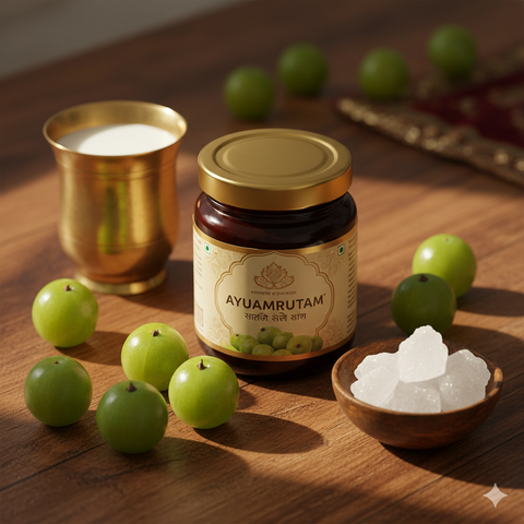 Ayuamrutam Premium Chyawanprash - Tridosha Balancing Formula with Suvarna Kapila Ghee, Raw Forest Honey & Rock Sugar