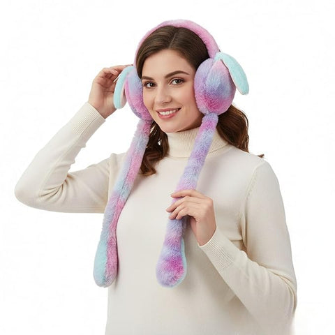 Winter Ear Muffs | Soft Plush Foldable Ear Warmers for Kids, Girls and Women | Windproof, Stretchable & Portable Earmuffs for Cold Weather, Outdoor, Travel and School Use