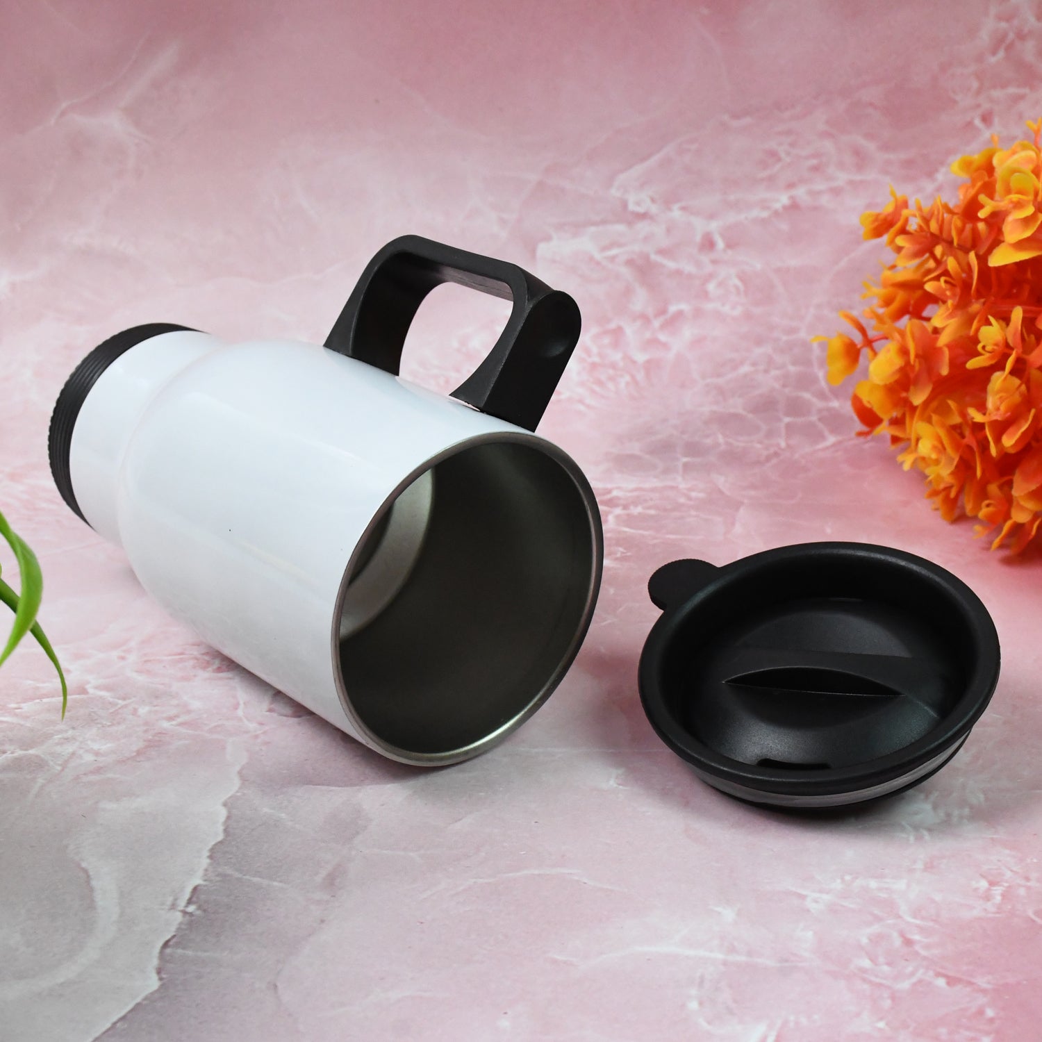 Stainless Steel Vacuum Insulated Mug with Lid (1 Pc / Mix Design & Color) - Bhavnagar Deodap
