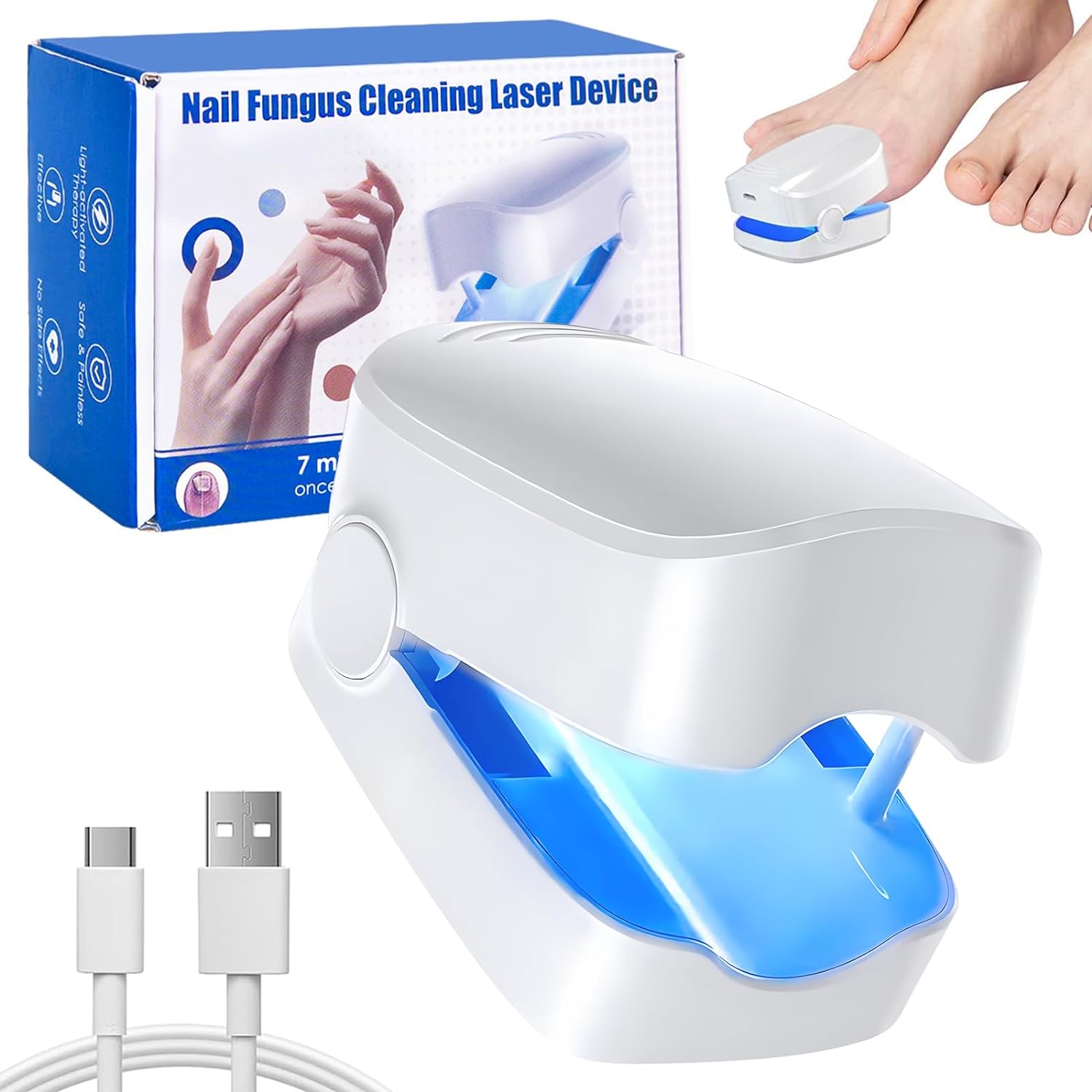 Rechargeable Nail Fungus Treatment for Toenail, Toe Nail Fungal Treatment Nail Fungus Laser Device, Anti-Fungal Nail Treatment for Hand & Feet Infections Remover for Home Use - Bhavnagar Deodap