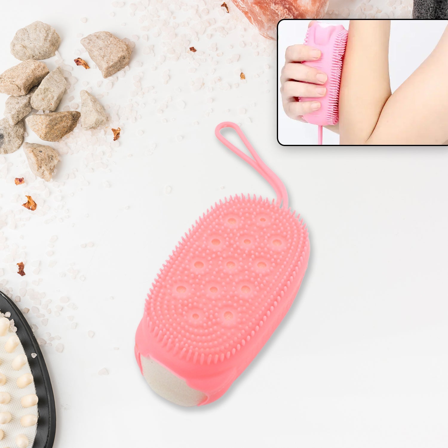 Silicone Super Soft Silicone Bath Brush Double-Sided Body Scrubber Brush for Deep Cleasing Exfoliating, Ultra-Soft Scrubber(1 pc) - Bhavnagar Deodap