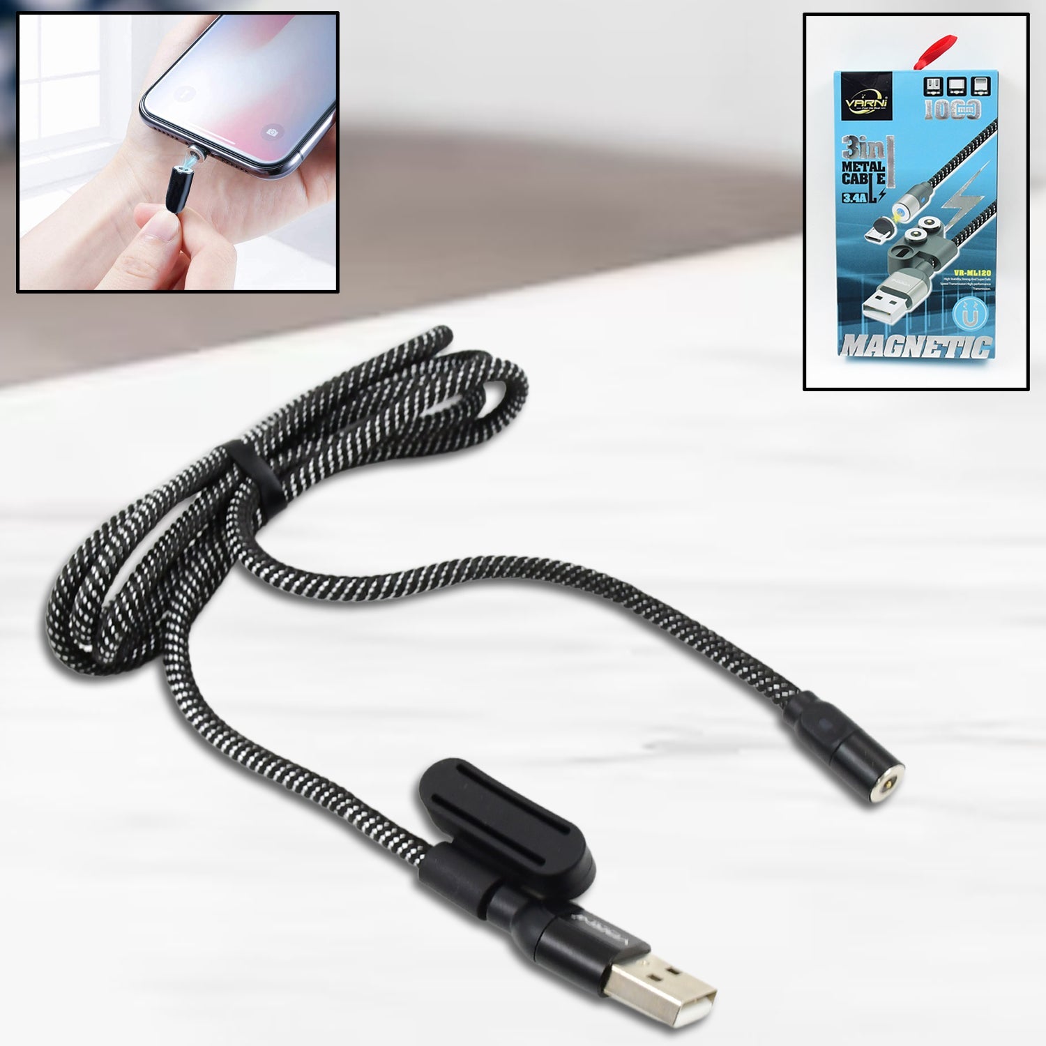 Strong Magnetic Cable with Full Rotation Support Fast Charging - Bhavnagar Deodap