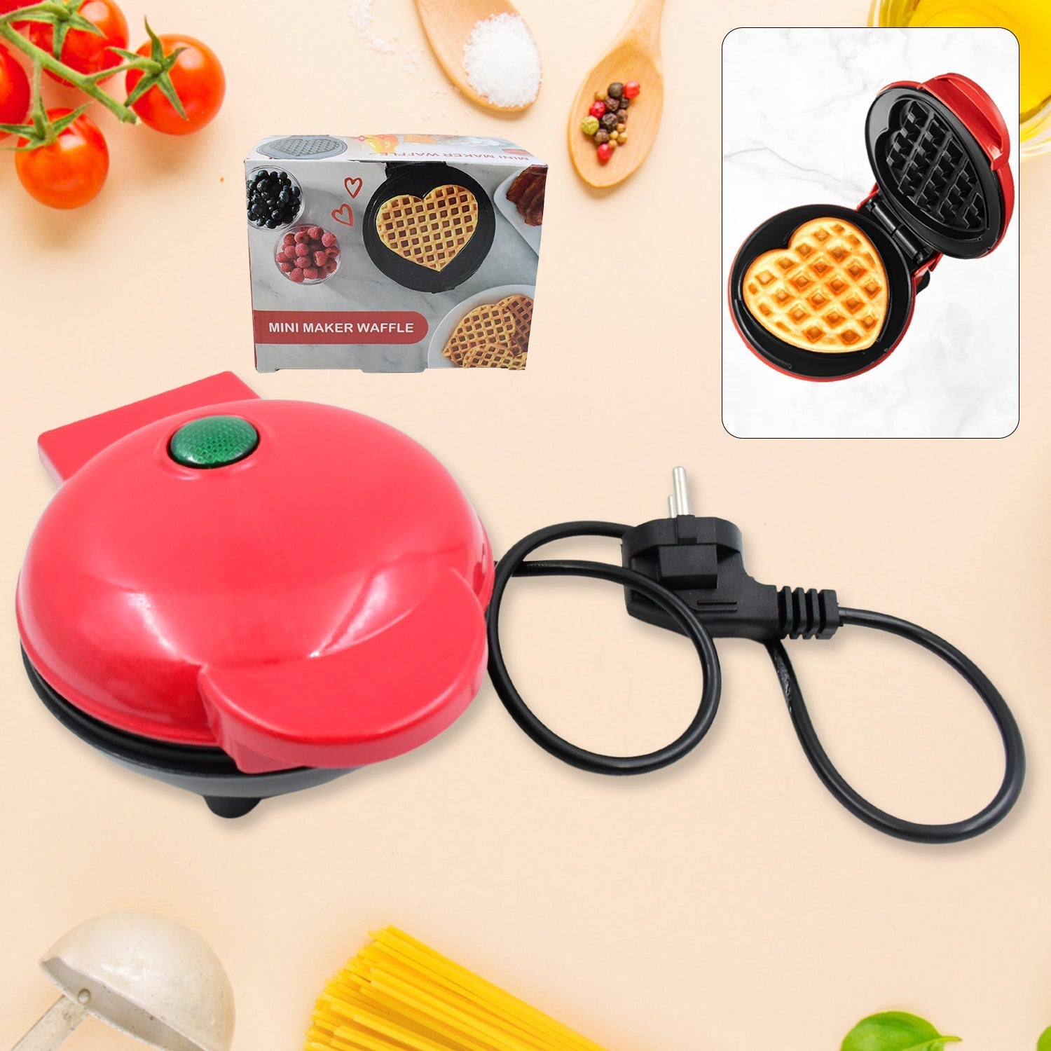 Mini Waffle Maker Machine Waffle Iron Home Appliances Kitchen Gift Easy To Clean, On-Stick Surfaces, Perfect Breakfast, Dessert, Sandwich, Pan Cakes, Paninis / Other Snacks Machine - Bhavnagar Deodap