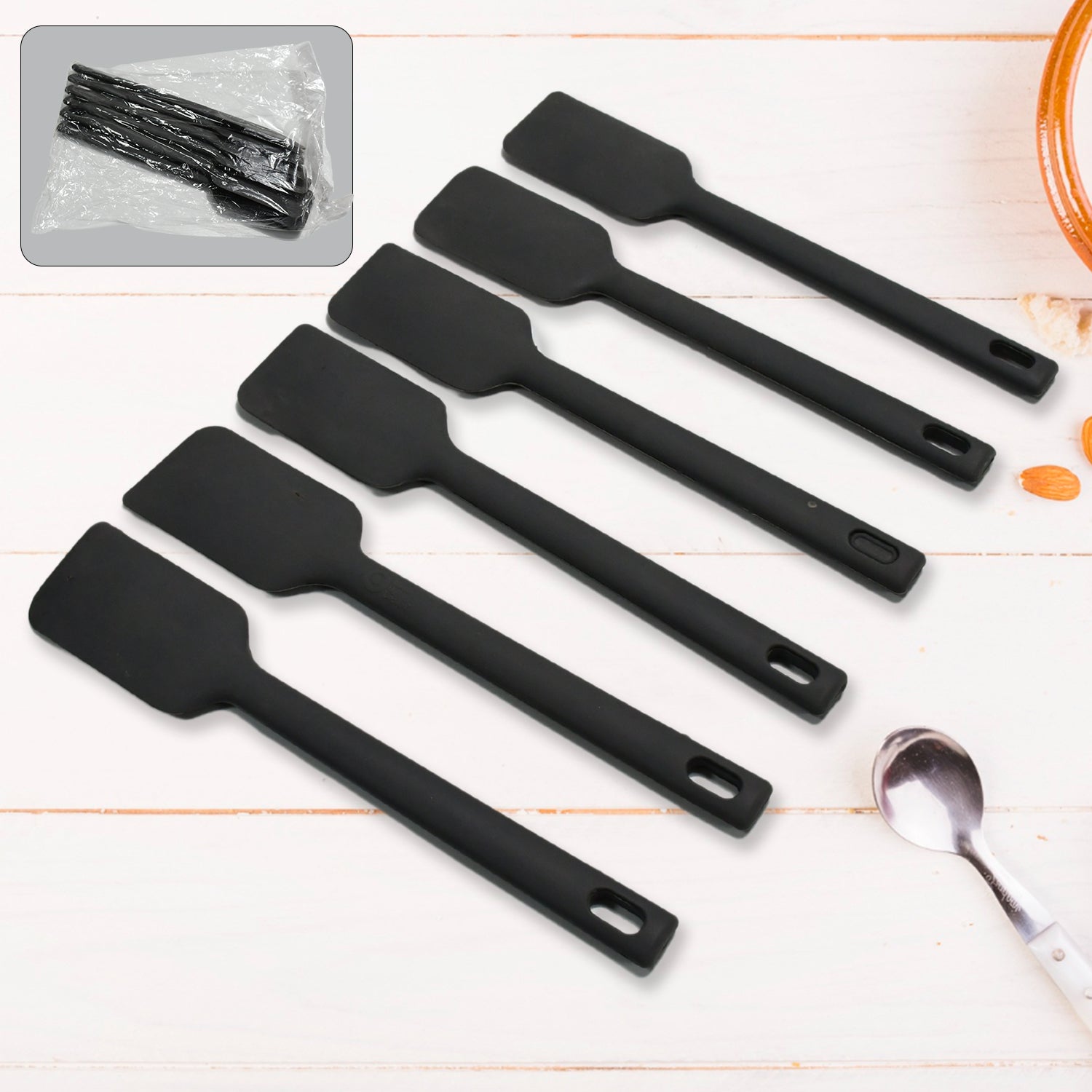 Multipurpose Silicone Spoon, Silicone Basting Spoon Non-Stick Kitchen Utensils Household Gadgets Heat-Resistant Non Stick Spoons Kitchen Cookware Items For Cooking and Baking (6 Pcs Set) - Bhavnagar Deodap