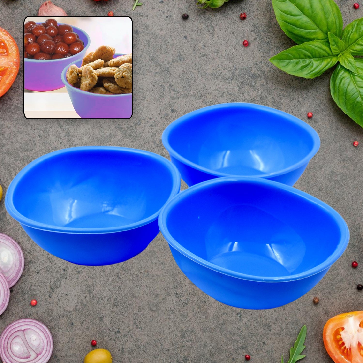 BPA Free Plastic Bowl Set for Cereal, Salad, Rice, Soup, Pasta, Snack Bowl, Microwave Safe, Dishwasher Safe (3 Pcs Set) - Bhavnagar Deodap