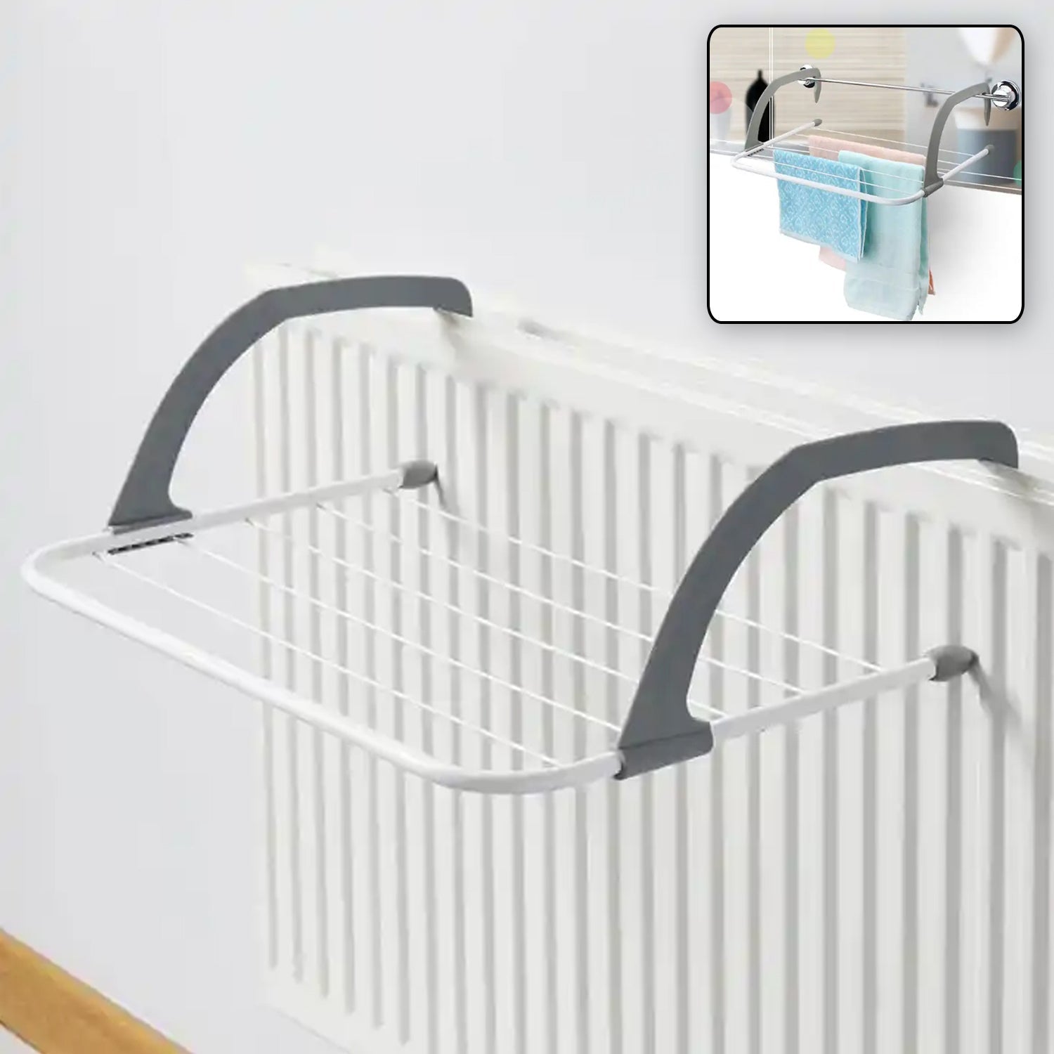 Metal Steel Folding Drying Rack for Clothes Balcony Laundry Hanger for Small Clothes Drying Hanger Metal Clothes Drying Stand, Socks and Plant Storage Holder Outdoor / Indoor Clothes-Towel Drying Rack Hanging on The Door Bathroom (50x35 Cm) - Bhavnagar Deodap