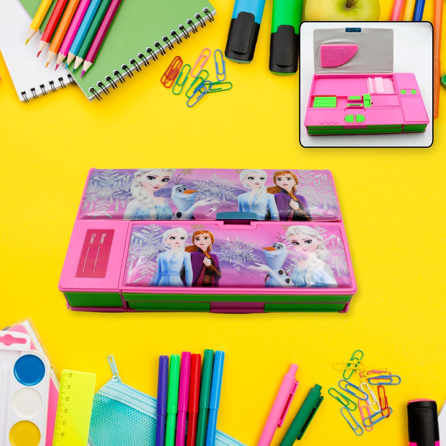 Multi Purpose Gadget Jumbo Pencil Box Compass With Calculator Jumbo 2 Side Slot Geometry Box Compass Use School , Traveling & Studio - Bhavnagar Deodap