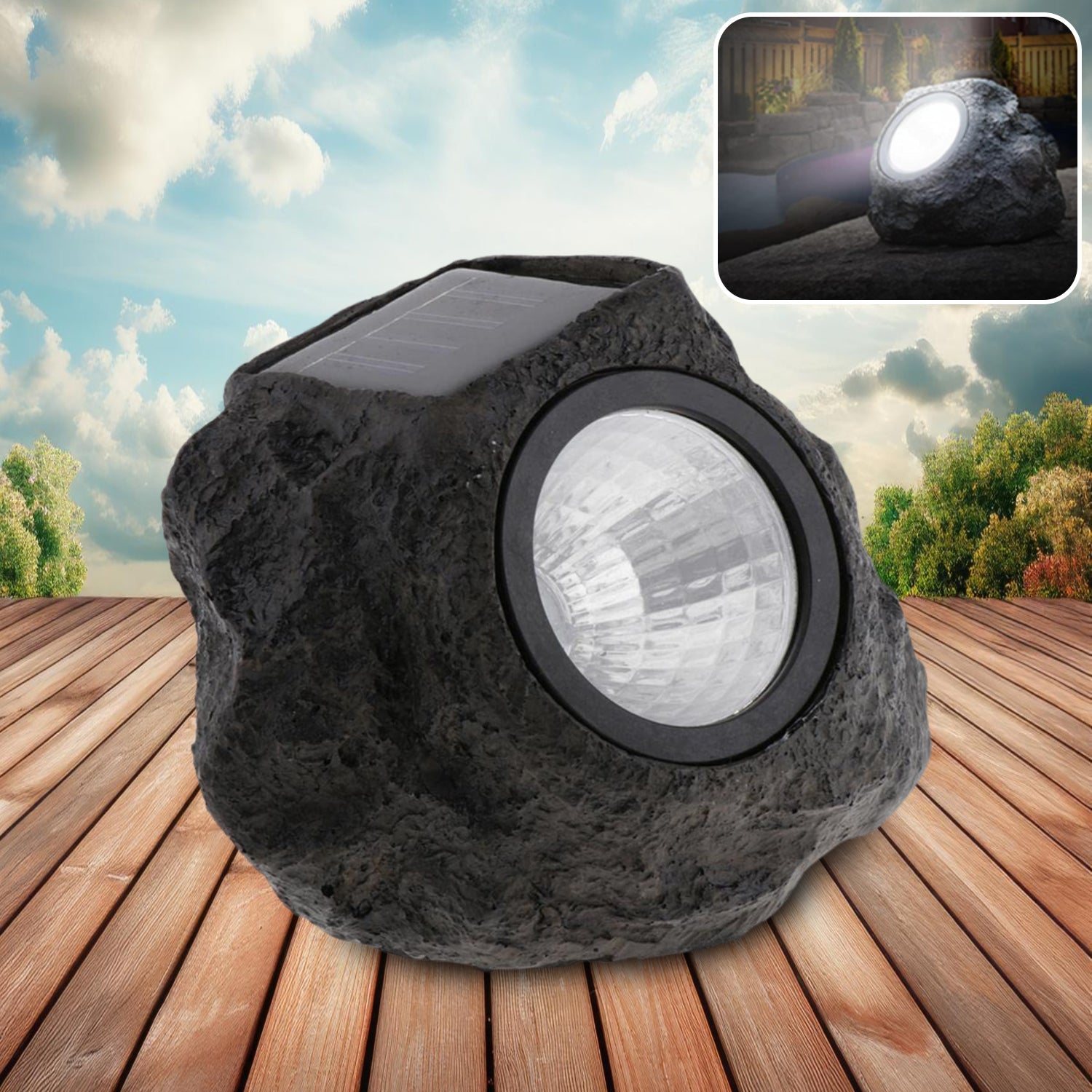 Solar Powered LED Rock Light Solar Powered LED Spotlight Faux Stone for Pathway Landscape Garden Outdoor Patio Yard (1 Pc) - Bhavnagar Deodap