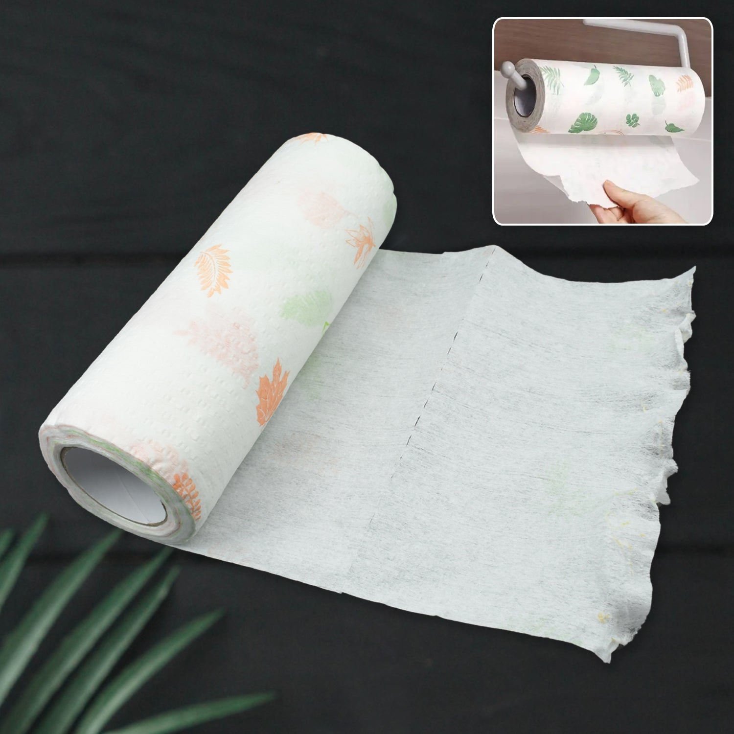 Non Woven Reusable and Washable Kitchen Printed Tissue Roll Non-stick Oil Absorbing Paper Roll Kitchen Special Paper Towel Wipe Paper Dish Cloth Cleaning Cloth 40 sheets / Pulls - Bhavnagar Deodap