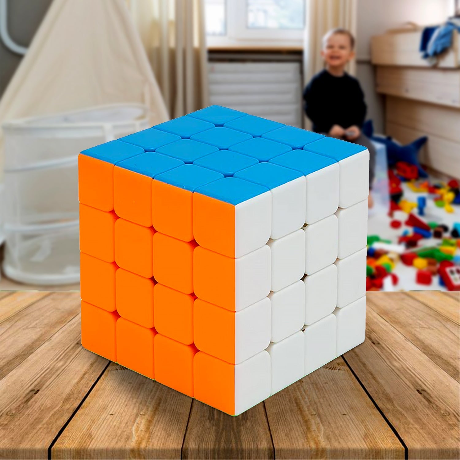 Small Puzzles Cubes 4×4×4 High Speed Sticker Less Magic Cube Game, Kids and Professionals Magic Cube Puzzle Toy, Pack of 1, 8+ Years - Bhavnagar Deodap