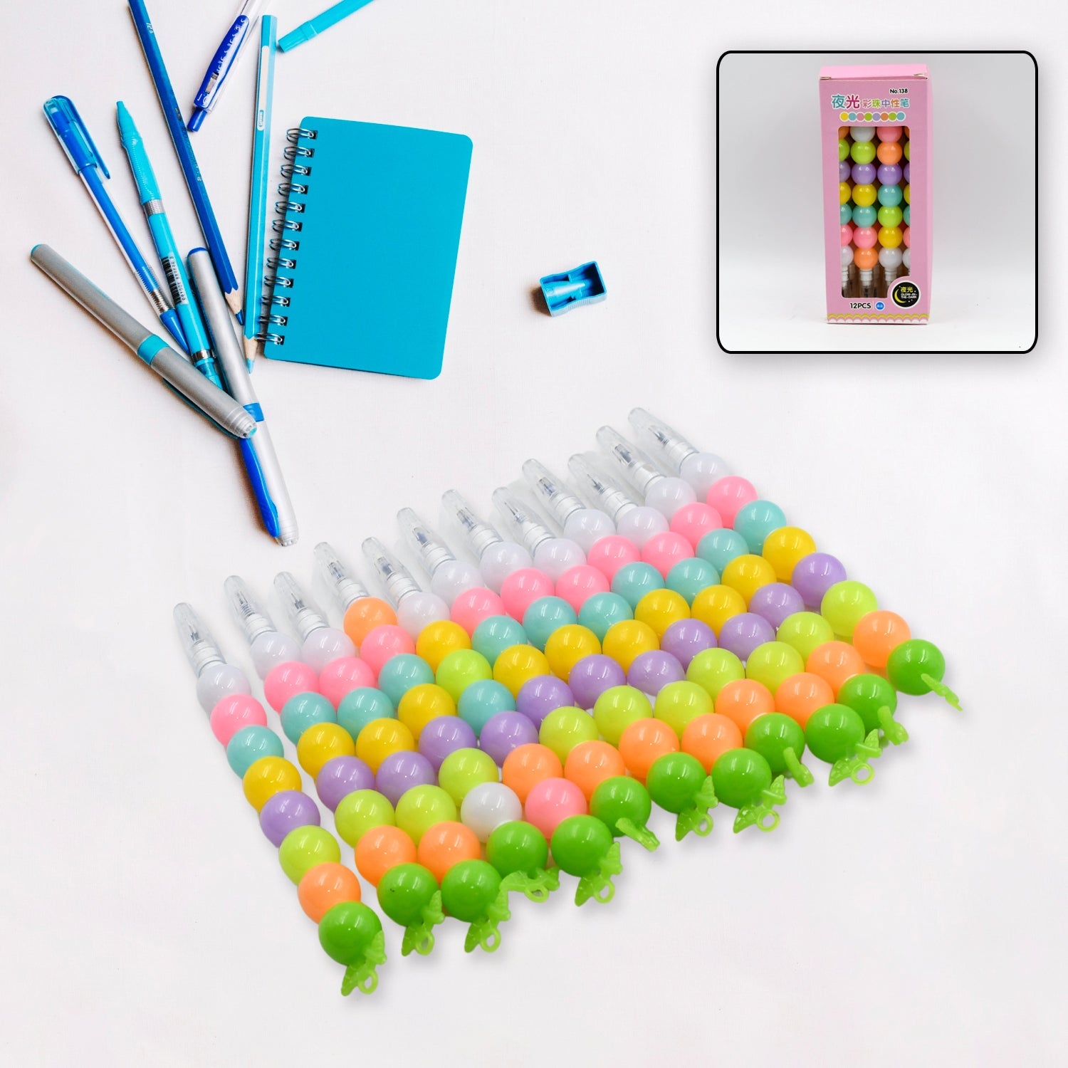 Stylish Pearls Pen Plastic Moti Non-Sharpening Design Pen Multicolor Pearls Moti Gel Pen, Fancy Designer Attractive Gel Pen for Kids Pack of (12 Pc Set ) - Bhavnagar Deodap