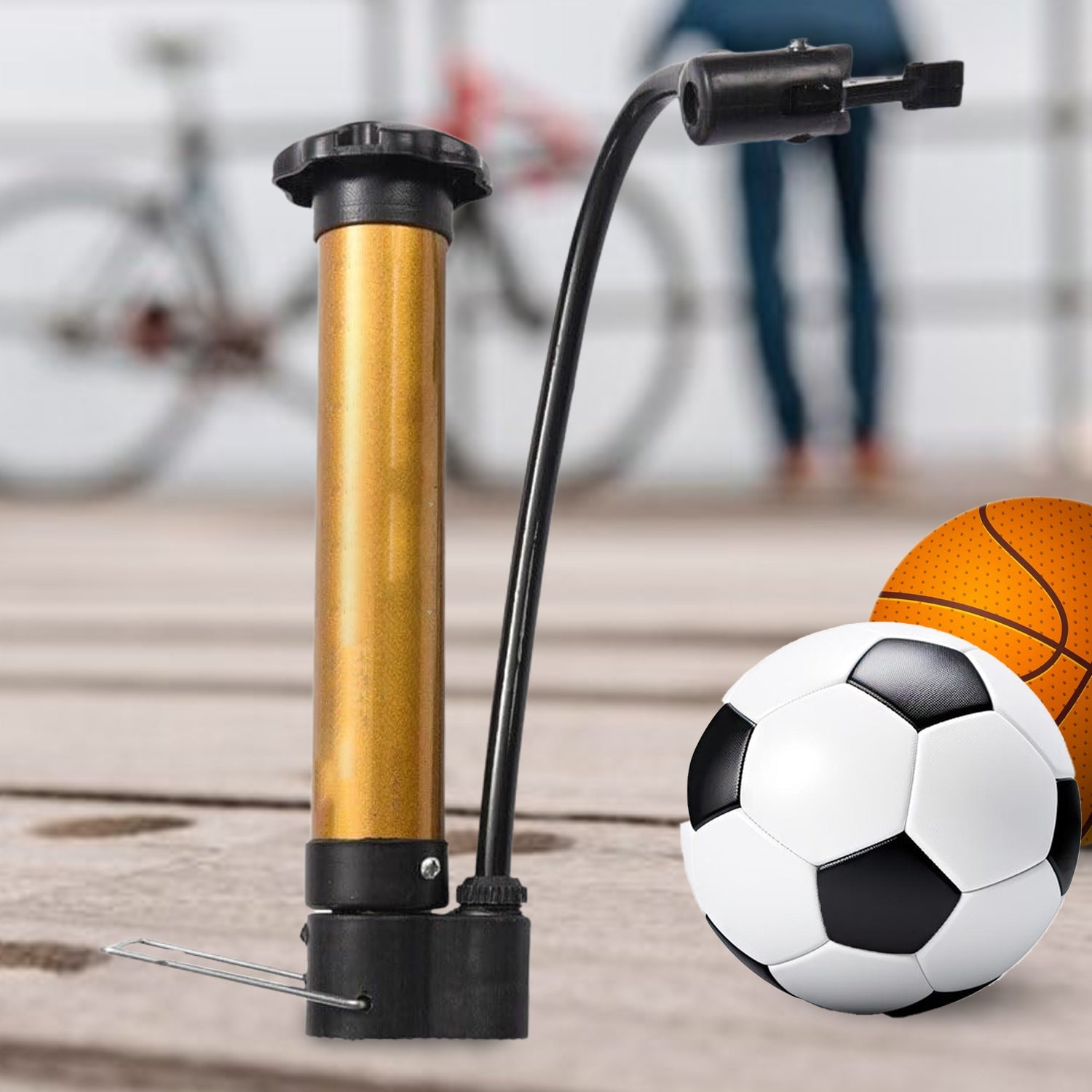 Hand Air Ball Pump, Metal Portable High Pressure Air Pump Mini Basketball Inflator for Balls, Basketball, Soccer, Volleyball, Football, Inflatable and More - Bhavnagar Deodap