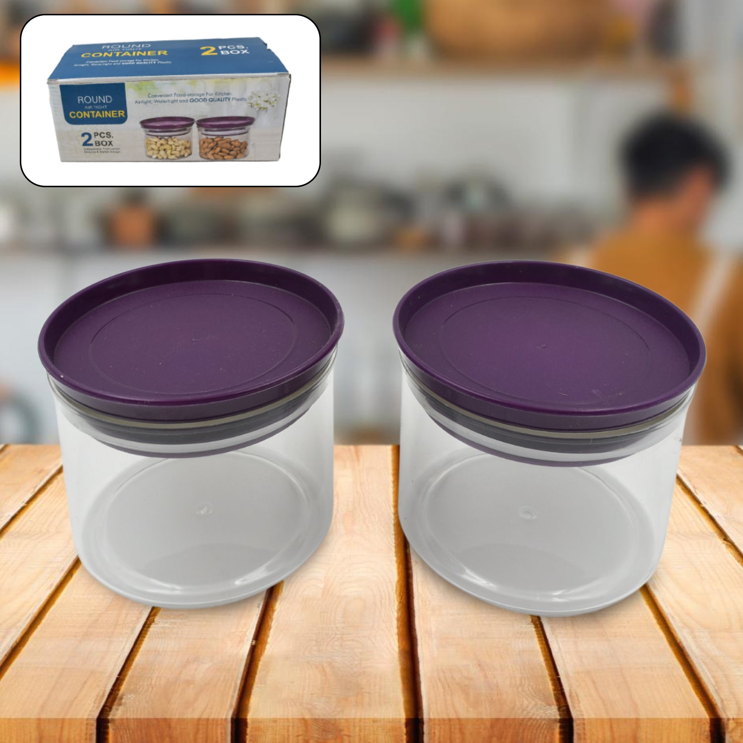 Air Tight & Unbreakable Kitchen Jar Set Food Storage Containers for Dry Fruits, Spices, Snacks, Pulses (2 Pcs Set) - Bhavnagar Deodap