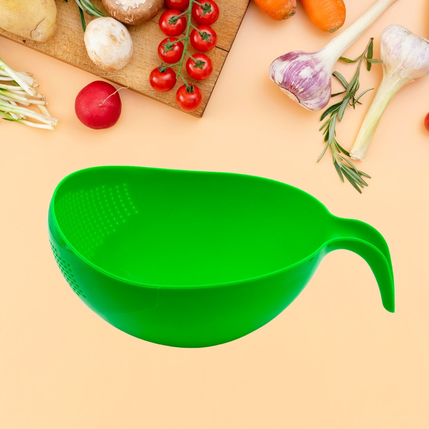 Rice Bowl Thick Drain Basket with Handle - Bhavnagar Deodap