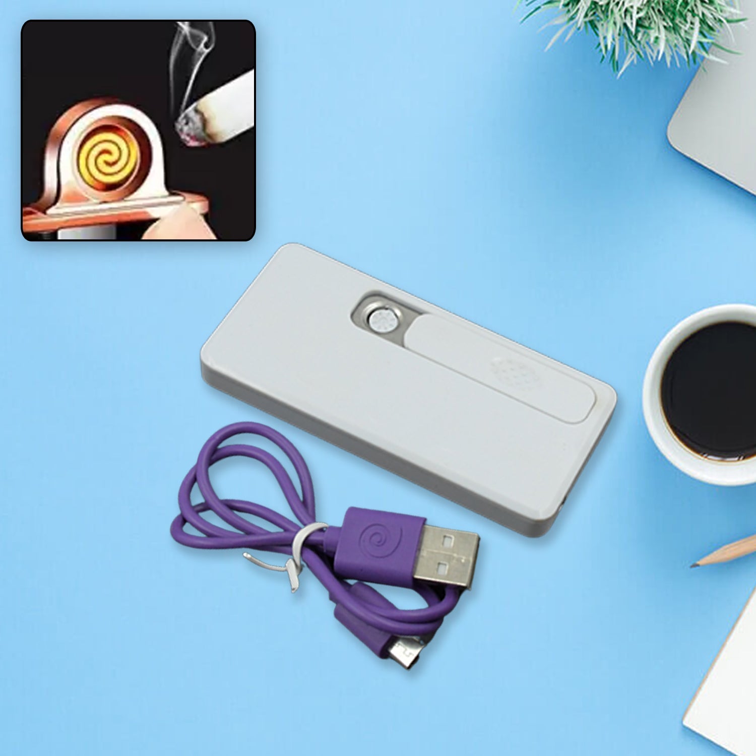 Stylish Electric USB Lighter for Men & Women (Rechargeable, Windproof) - Bhavnagar Deodap