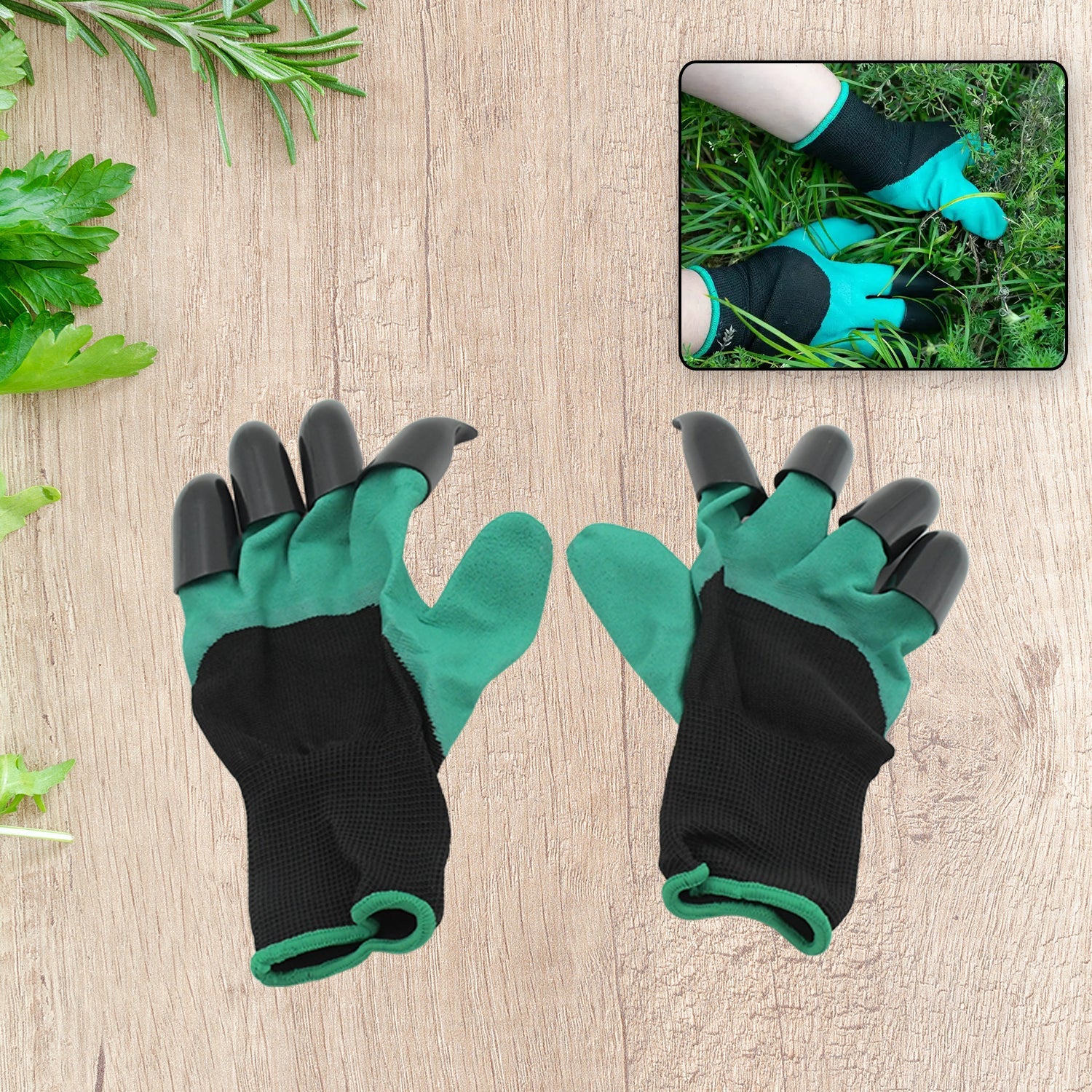 Heavy Duty Garden Gloves with Claws (Washable): 1 Pair (Mix Color) - Bhavnagar Deodap