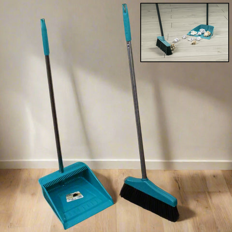 Long Handle Dustpan and Brush 2 Piece Set for Sweeping Cleaning Home Office - Bhavnagar Deodap