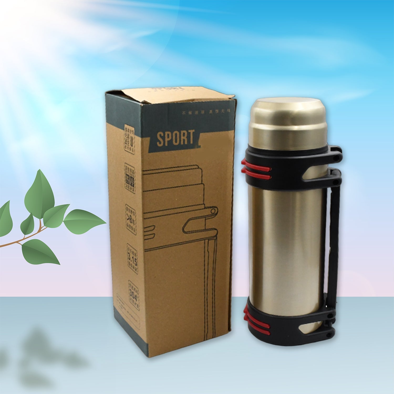 Portable Double Layer Stainless Steel Vacuum Flask Hot Screw-On Bottles for Outdoor for Camping for Sports, Travel (2 Ltr) - Bhavnagar Deodap