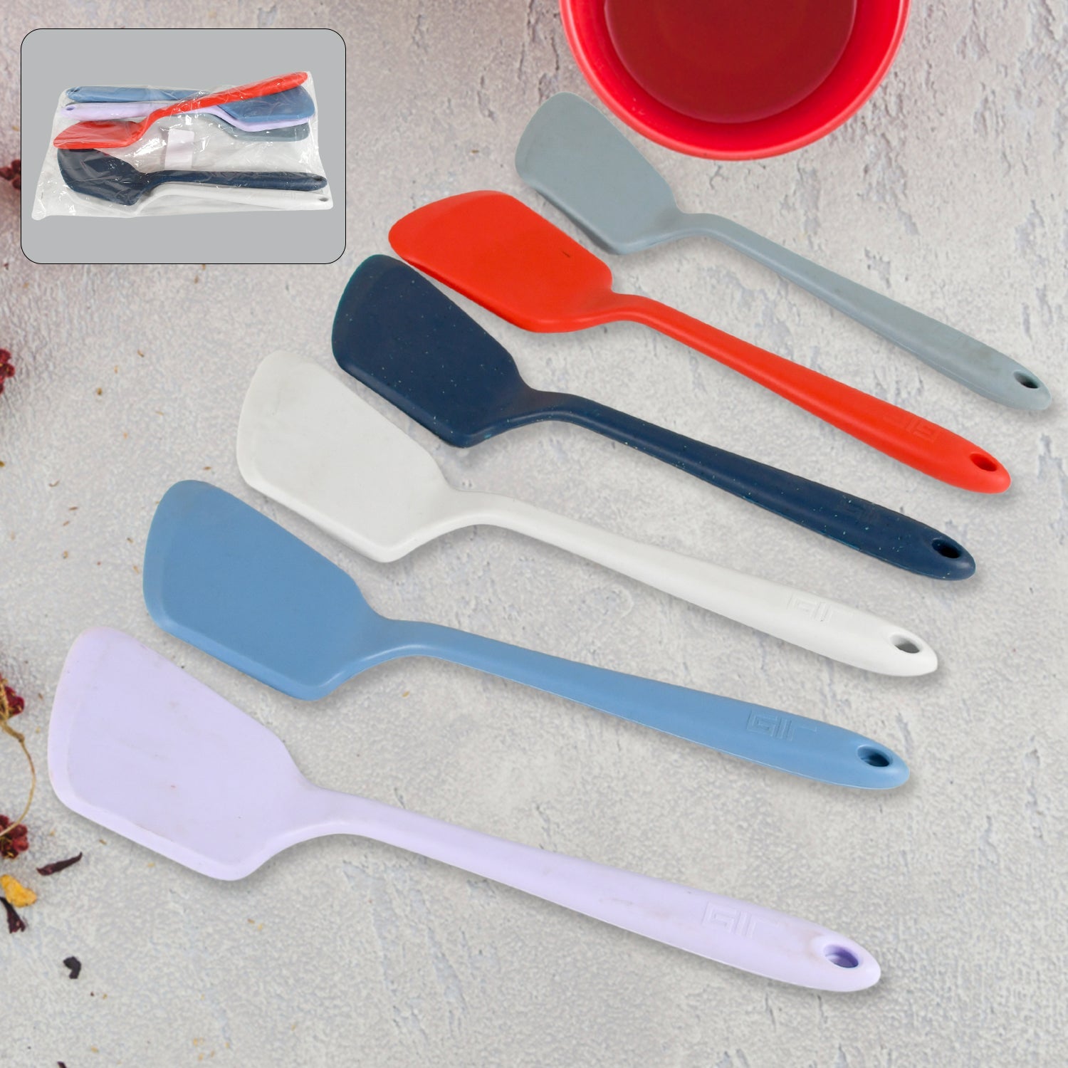 Multipurpose Silicone Spoon, Silicone Basting Spoon Non-Stick Kitchen Utensils Household Gadgets Heat-Resistant Non Stick Spoons Kitchen Cookware Items For Cooking and Baking (6 Pcs Set) - Bhavnagar Deodap