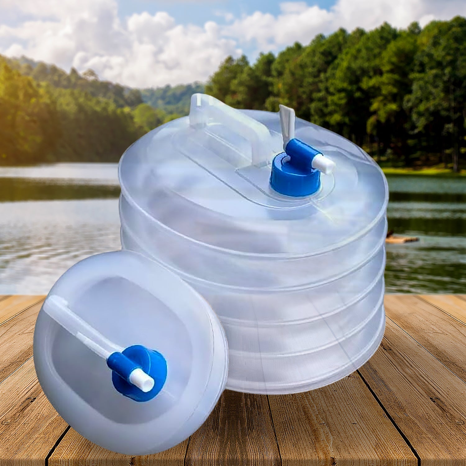 Outdoor Camping Collapsible Portable Water Container with Carry Handle Tap Valve Large Food Grade - Bhavnagar Deodap