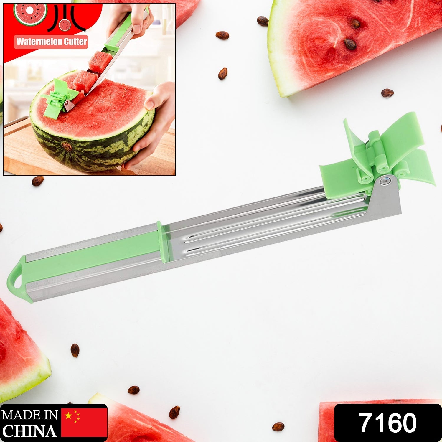 Stainless Steel Washable Watermelon Cutter Windmill Slicer Cutter Peeler for Home / Smart Kitchen Tool Easy to Use - Bhavnagar Deodap