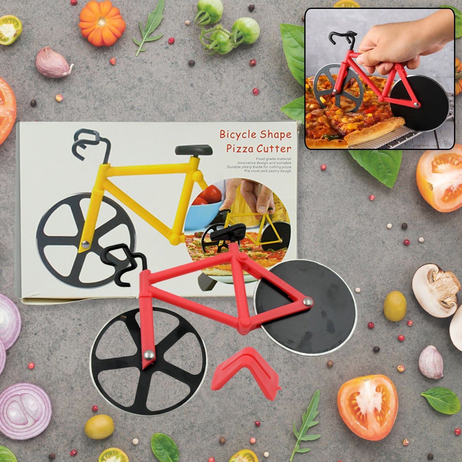 Bicycle Pizza Cutter (1 Pc): Stainless Steel, Unbreakable Handle - Bhavnagar Deodap