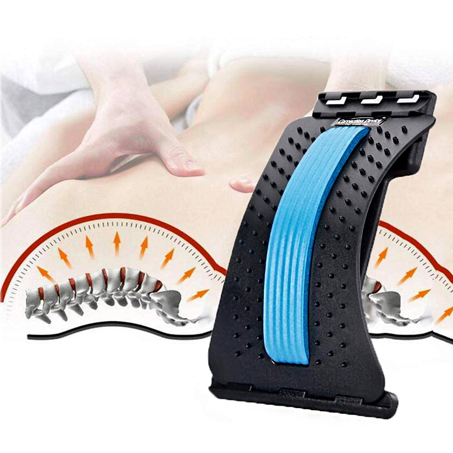 Back Pain Relief Device Back Stretcher, Spinal Curve Back Relaxation Device, Multi-Level Lumbar Region Back Support For Lower & Upper Muscle Pain Relief, Back Massager For Bed Chair & Car (1 Pc) - Bhavnagar Deodap