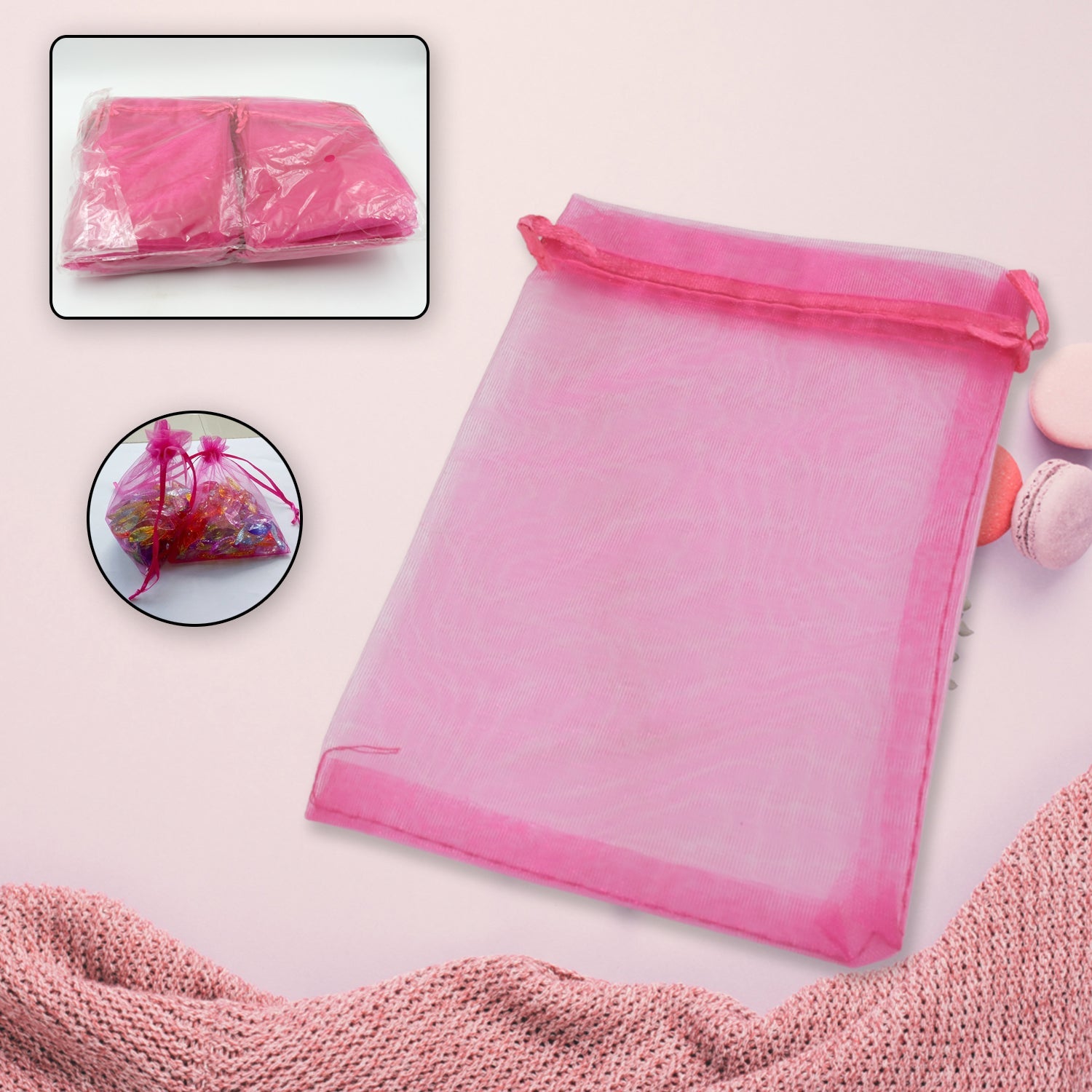 Organza Gift Bags Small Mesh Bags Drawstring Gift Bags Christmas Drawstring Organza Gift Bags, Wedding Party Festival Gift Bags (100 Pcs Set) - Bhavnagar Deodap