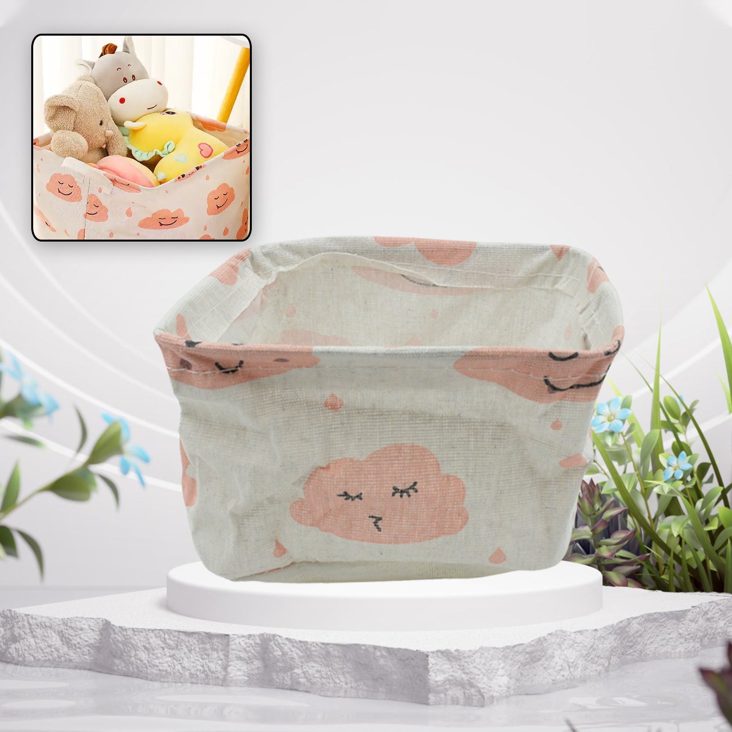 Small Foldable Storage Boxes Cubes Container Organizer Baskets Fabric Drawers Bedroom, Closet, Toys, Thick Cloth Shimmer, Home Decor Organizers Bag for Adult Makeup, Baby Toys liners, Books - Bhavnagar Deodap