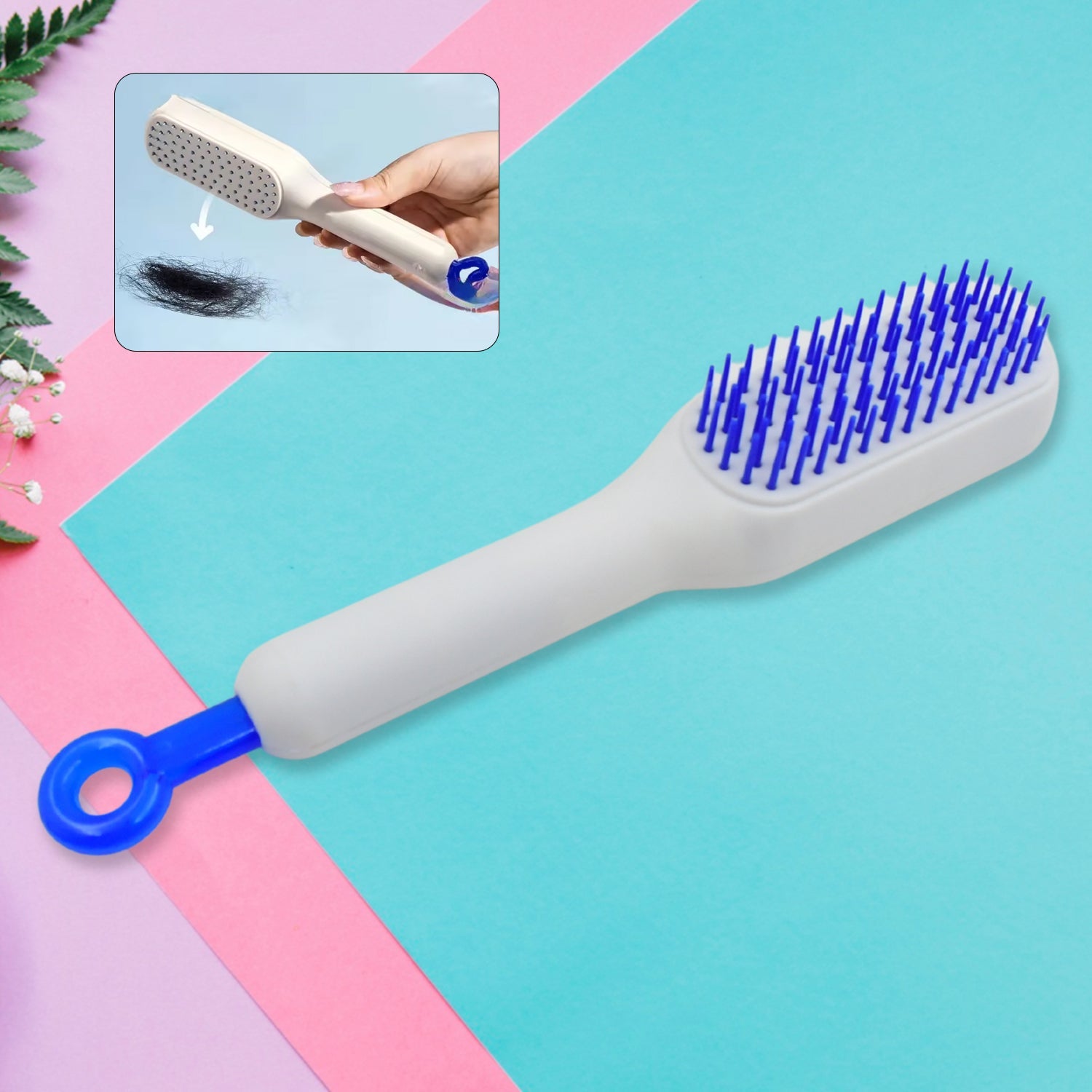 Self-Cleaning Hairbrush, Self-Cleaning Anti-Static Detangling Massage Comb, One-pull Clean Scalable Rotate Lifting Self Cleaning Hairbrush Hair Styling Tools - Bhavnagar Deodap