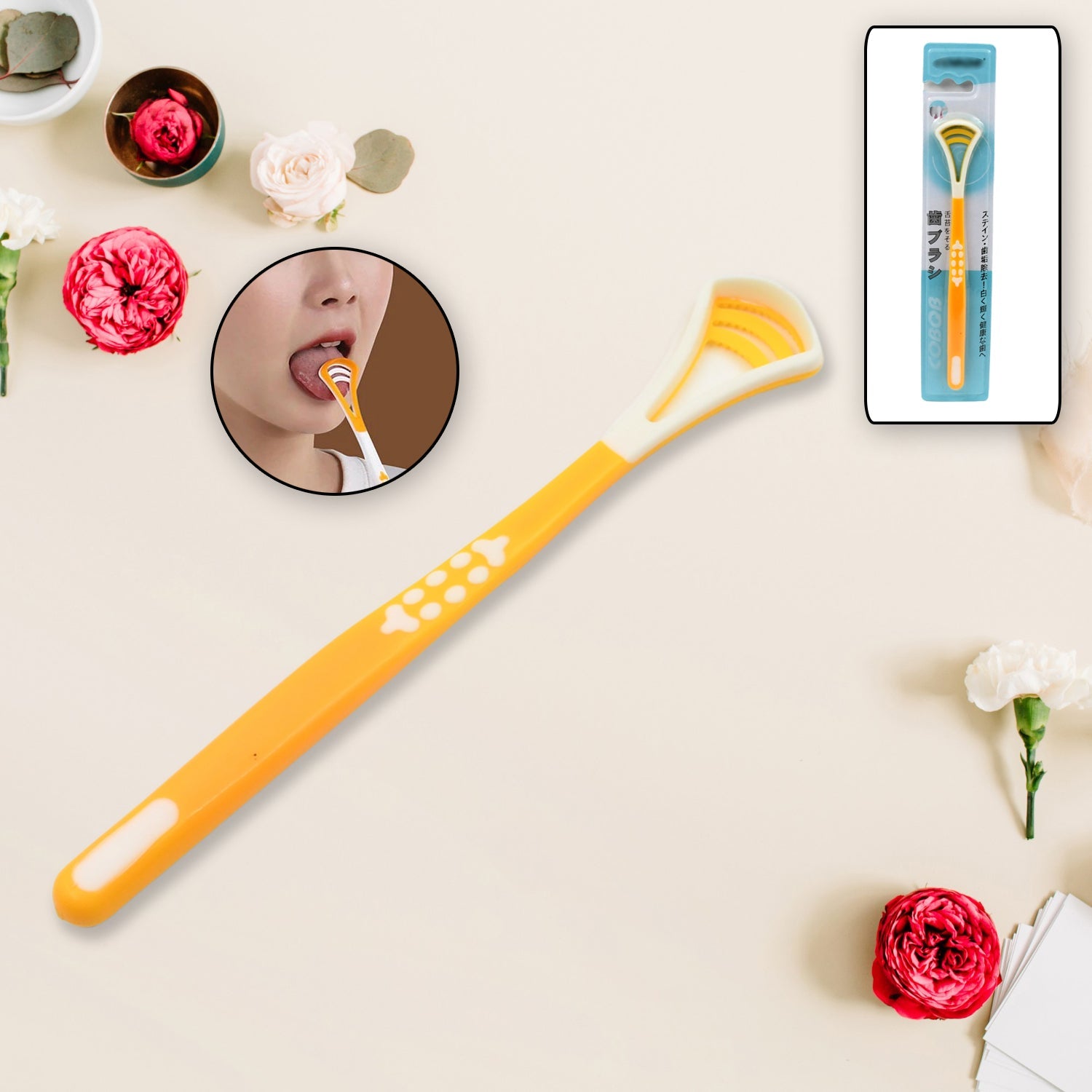 Tongue Scraper and Tongue Brush Great for Oral Care, Help Fights Bad Breath and Freshen The Breath, Tongue Cleaner for Adults and Kids, Easy to Use, Comfortable Safe and Anti-Slip Simple and Stylish Odor Removal (1 Pc) - Bhavnagar Deodap