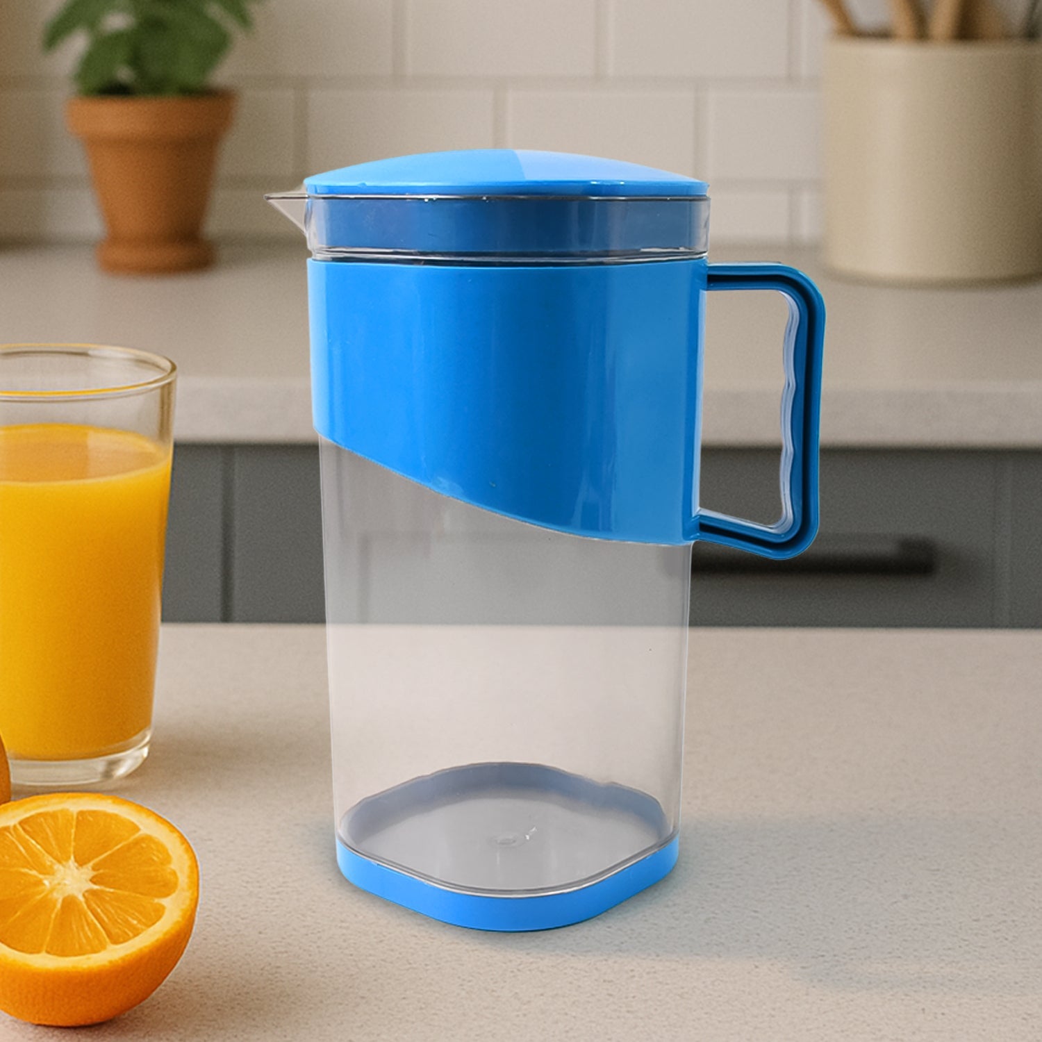 BPA-Free Plastic Water & Juice Jug with Lid and Handle