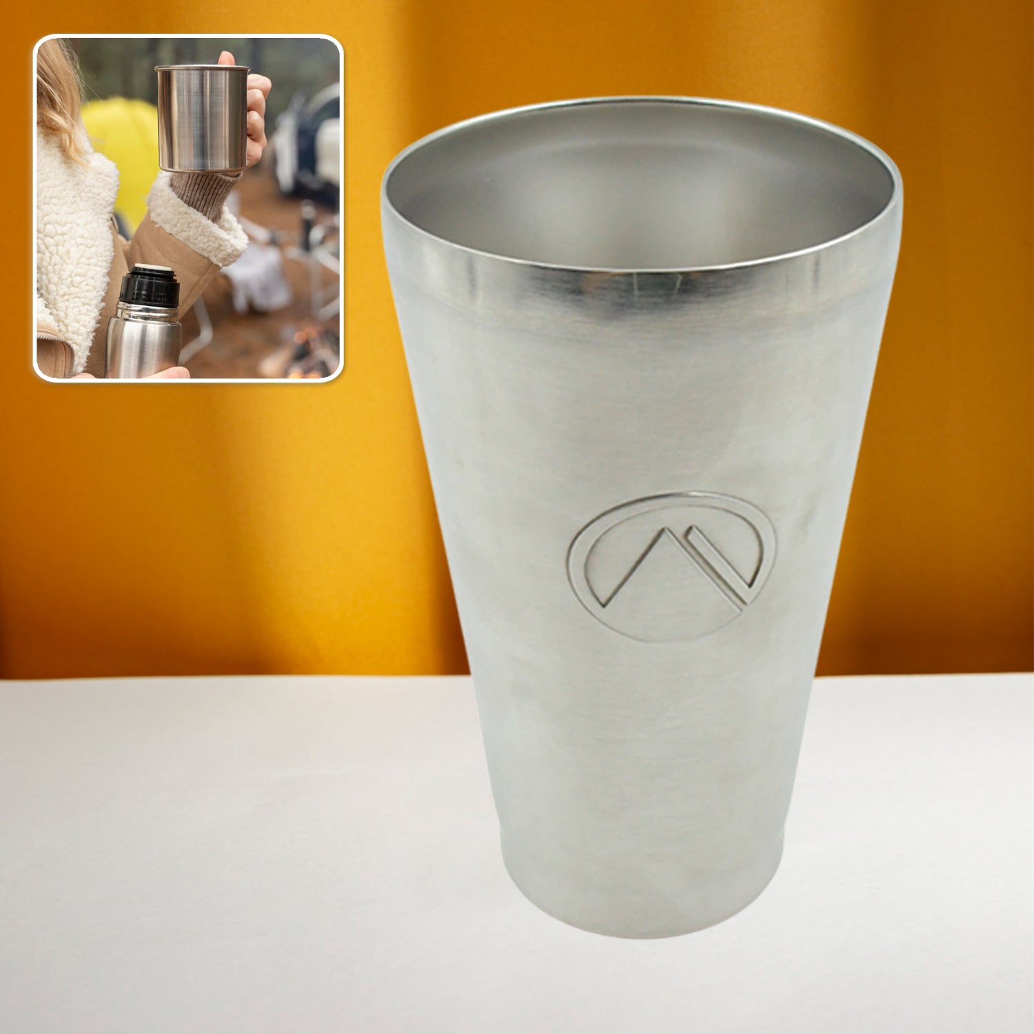 Stainless Steel Vacuum Insulated Travel Mug/ Glass Reusable Water Glass/Serving Unbreakable Drinking Glasses Plain Design for Everyday Use Drinks Water, Tea Mug, Outdoor, Home, Office (1 Pc) - Bhavnagar Deodap