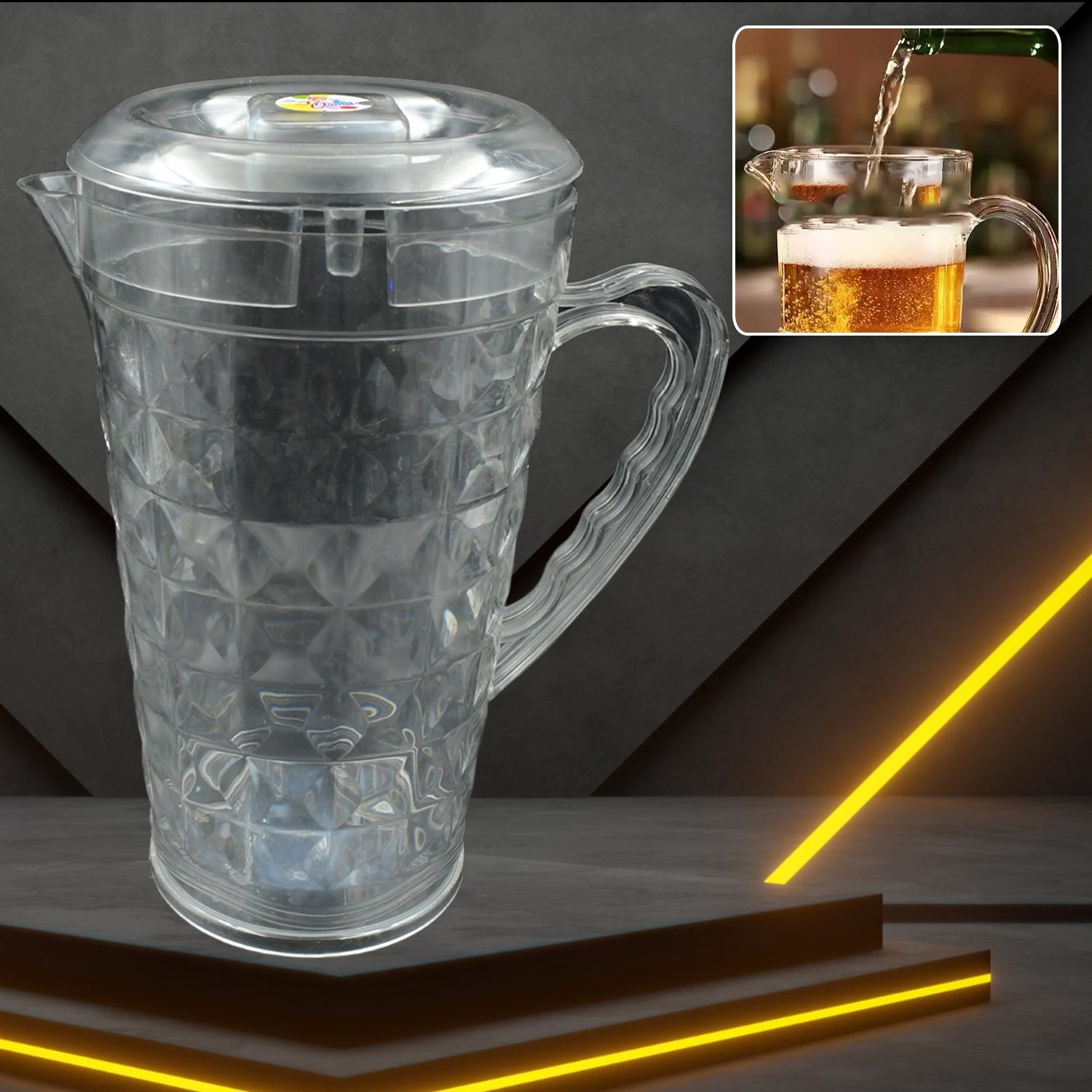 Mocktail Pet Jug  Plastic Jug With lid, Drinking Beverage Jag, Transparent Tableware  Reusable BPA Free, Plastic Water jug for Home use, Perfect for Home, Restaurants - Bhavnagar Deodap