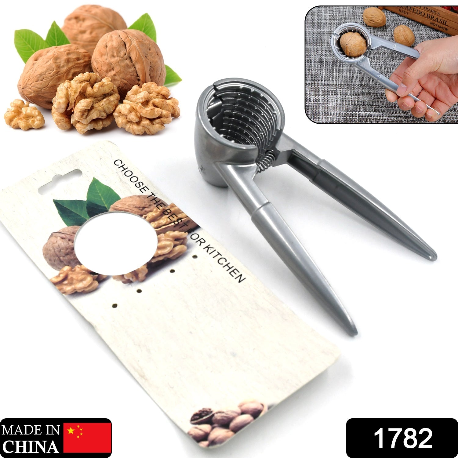 Walnut Cracker, Luxury Die Cast Stainless Alloy Nut Cutter Walnut Clamp Plier Portable Smart Walnut Akhrot Pincers Bottle Opener for Pecans, Almonds, Brazil Nuts - Bhavnagar Deodap