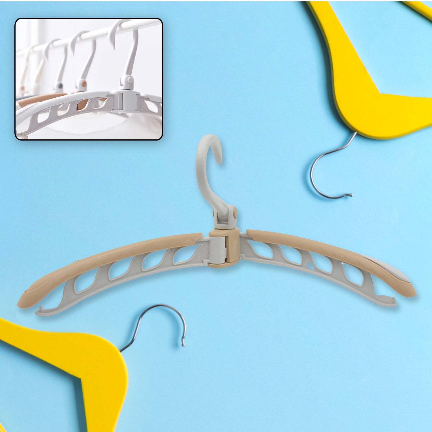 Portable Folding Clothes Hanger (1 Pc): 360° Rotation, Travel, Adjustable - Bhavnagar Deodap