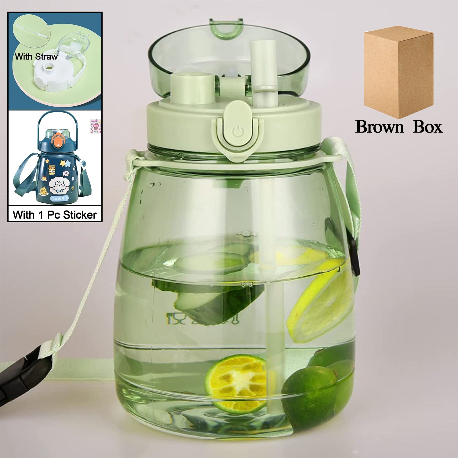 Insulated Water Bottle Portable Water Bottle With Strap, Sticker and Straw Cute Outdoor Sports Bottle For Water Travel Drinkware Jug Travel Water Bottle large Capacity Water Jug, Gym / Kid / Outdoor Sport / Campus, Fashionable (1300 ML Approx) - Bhavnagar Deodap