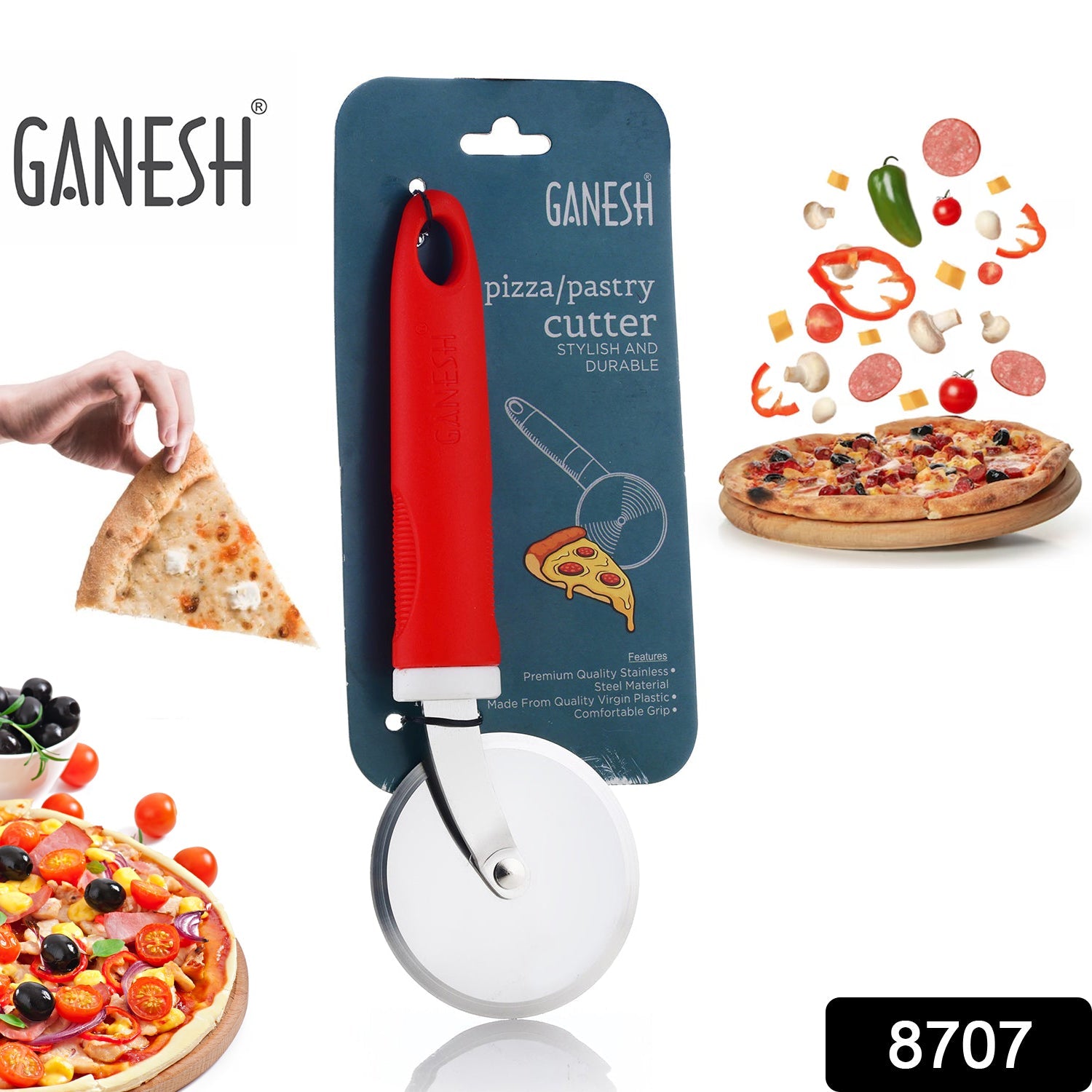 Ganesh GANESH PIZZA  /  PASTRY CUTTER Wheel Pizza Cutter  (Stainless Steel) - Bhavnagar Deodap