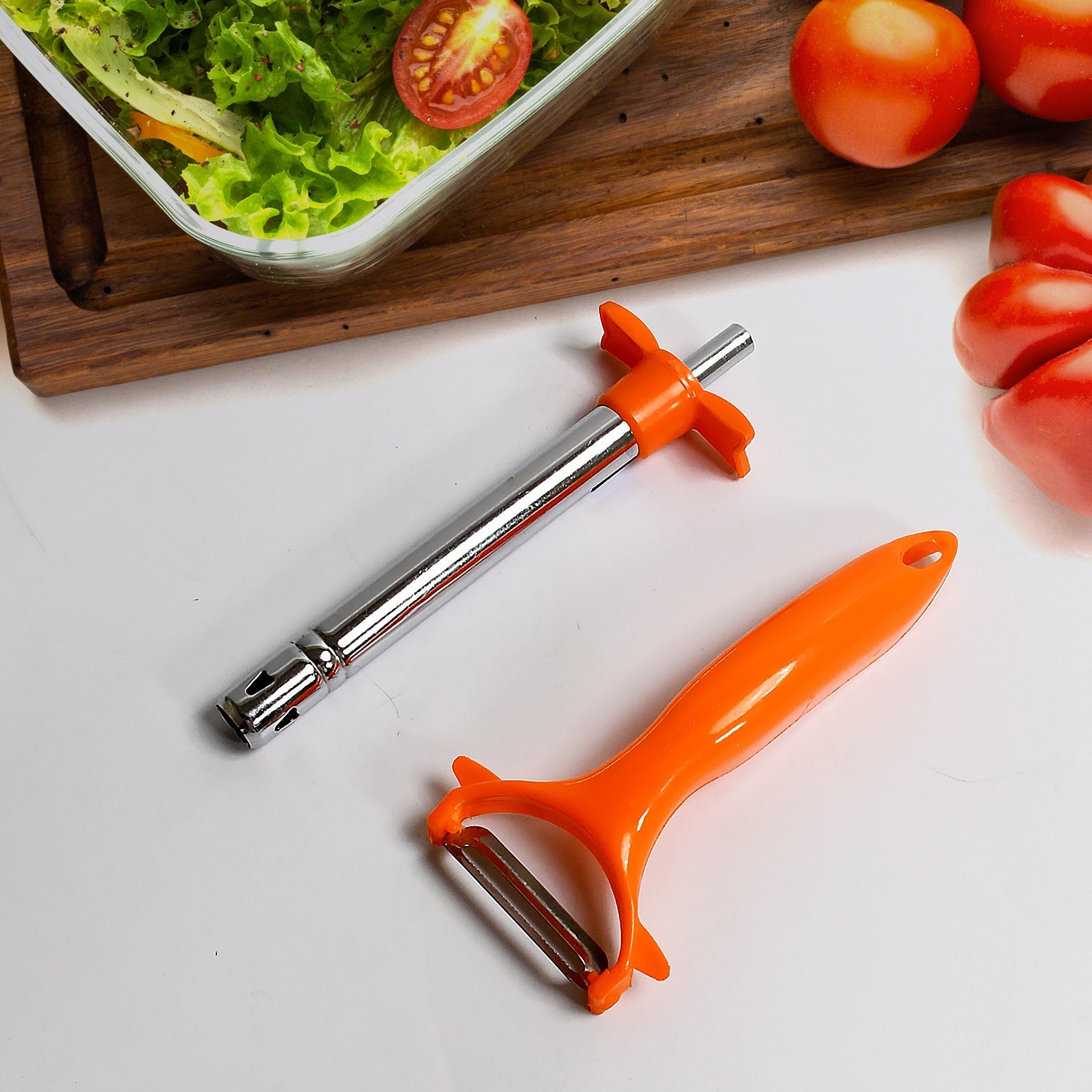 2 in 1 Kitchen Combo Lighter, Stainless Steel Durable Gas Lighter with Vegetable Cutter Peeler, For Kitchen Steel Gas Lighter (2 Pc Set) - Bhavnagar Deodap