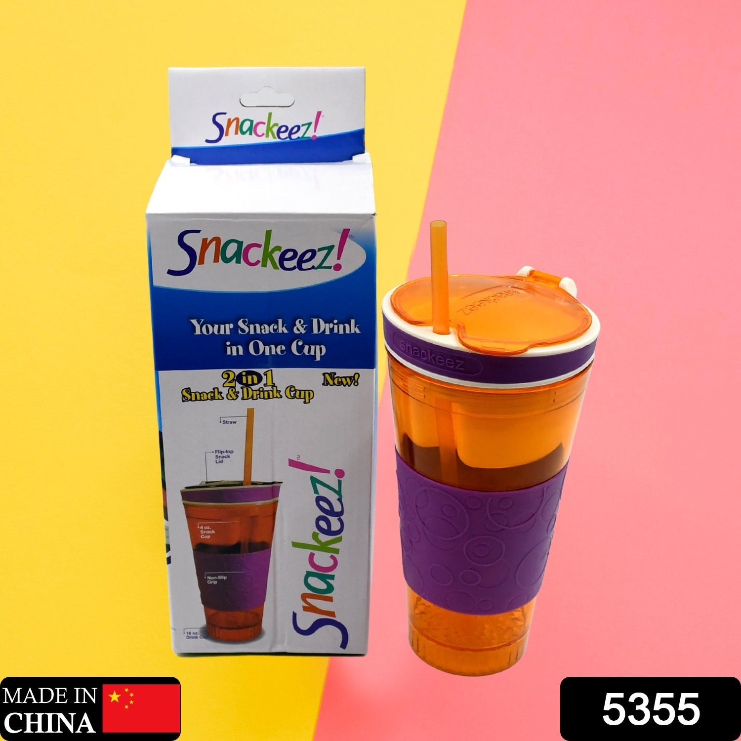 2 in 1 Snack & Drink Snackeez Travel Cup in One Container (1pc) - Bhavnagar Deodap