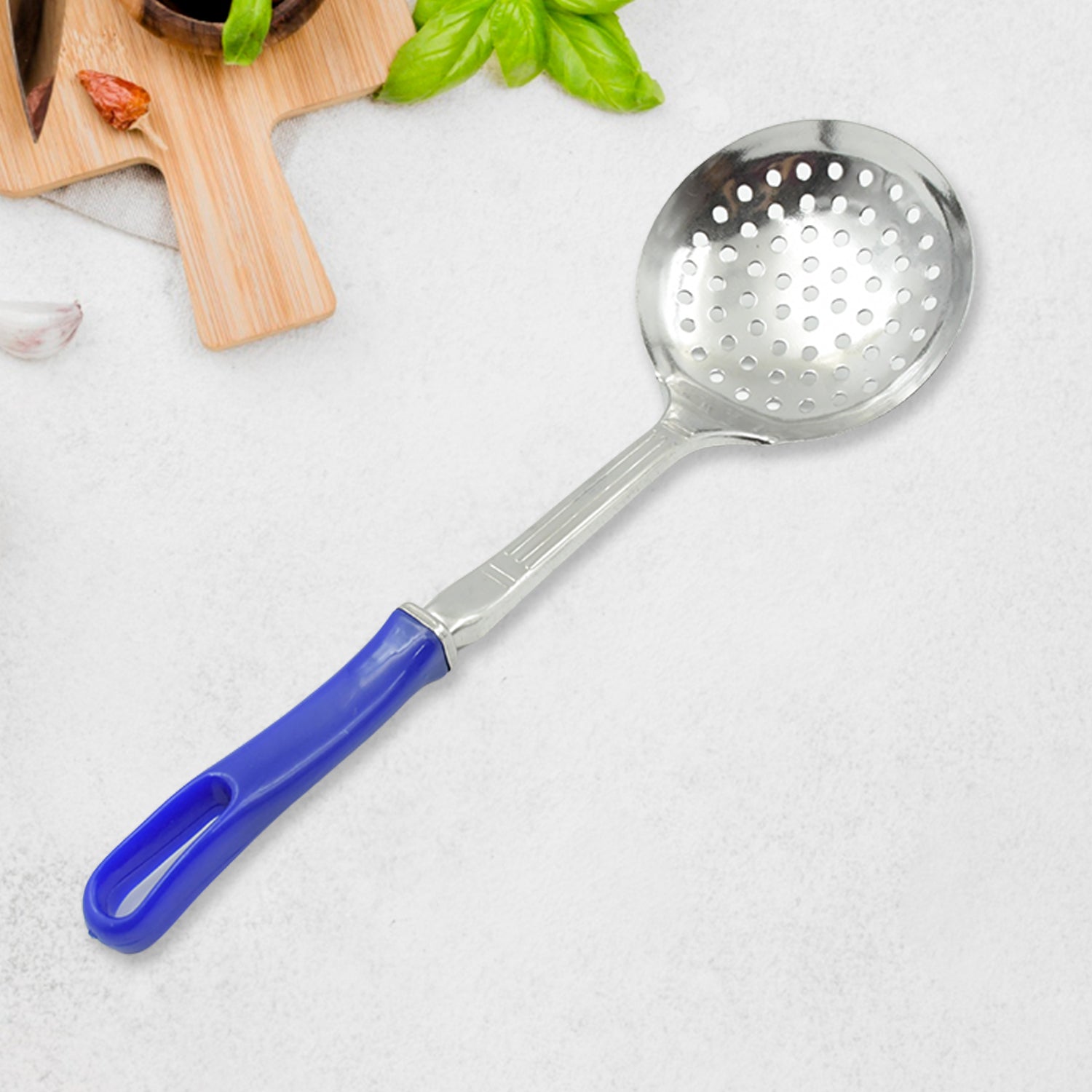 Colander Spoon, Non Slip Hand Polished Thickened Hot Pot Spoon for Kitchen for Restaurant, Stainless Steel Cooking Colander Skimmer Slotted Spoon Kitchen Strainer Ladle with Long Handle for Kitchen Cooking Baking (34Cm) - Bhavnagar Deodap