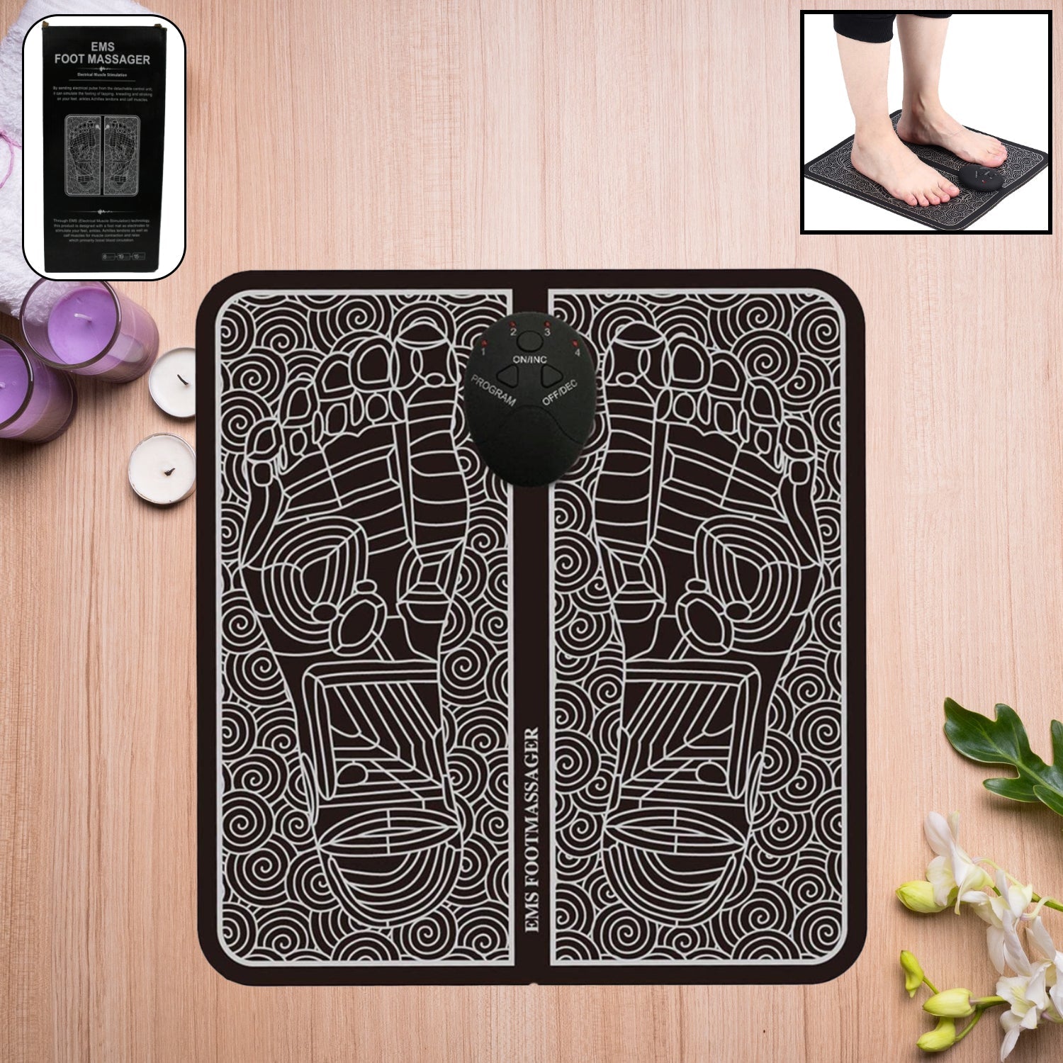 EMS Foot Massager, Electric Feet Massager, Deep Kneading Circulation Foot Booster for Feet and Legs Muscle Stimulator, Folding Portable Electric Massage Machine (Mix Design) - Bhavnagar Deodap