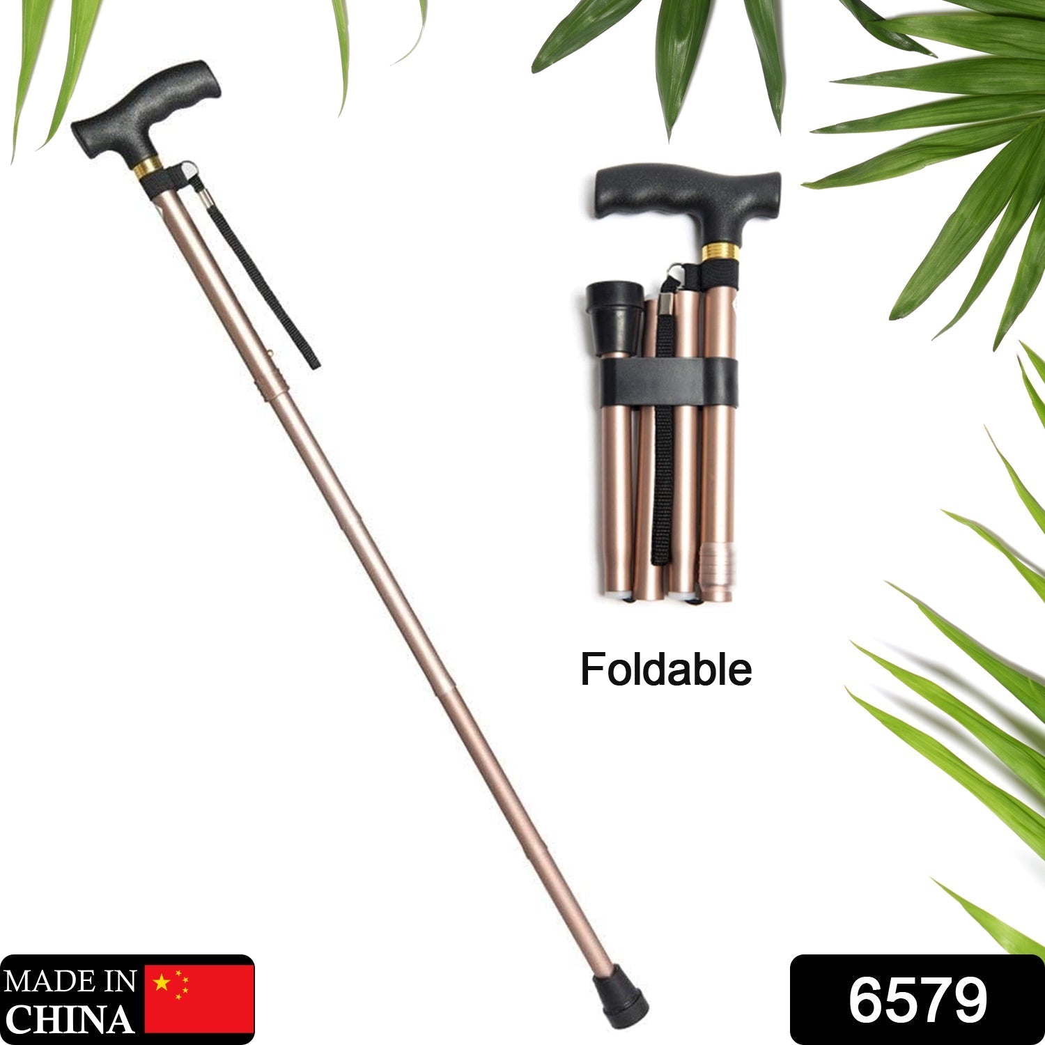 Foldable Walking Cane for Men, Women - Fold-up, Collapsible, Lightweight, Adjustable, Portable Hand Walking Stick - Balancing Mobility Aid - Sleek, Comfortable T Handles - Bhavnagar Deodap