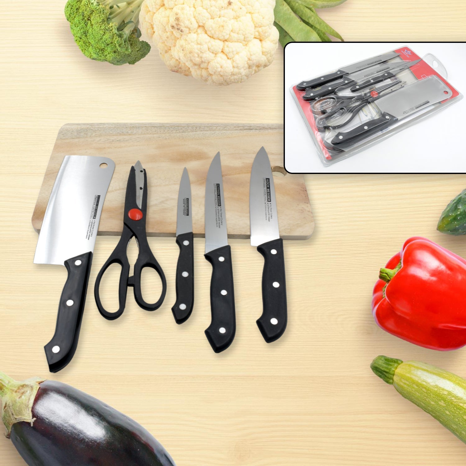 Stainless Steel 6 Piece Kitchen Knife Knives Set For Home Restaurant - Bhavnagar Deodap