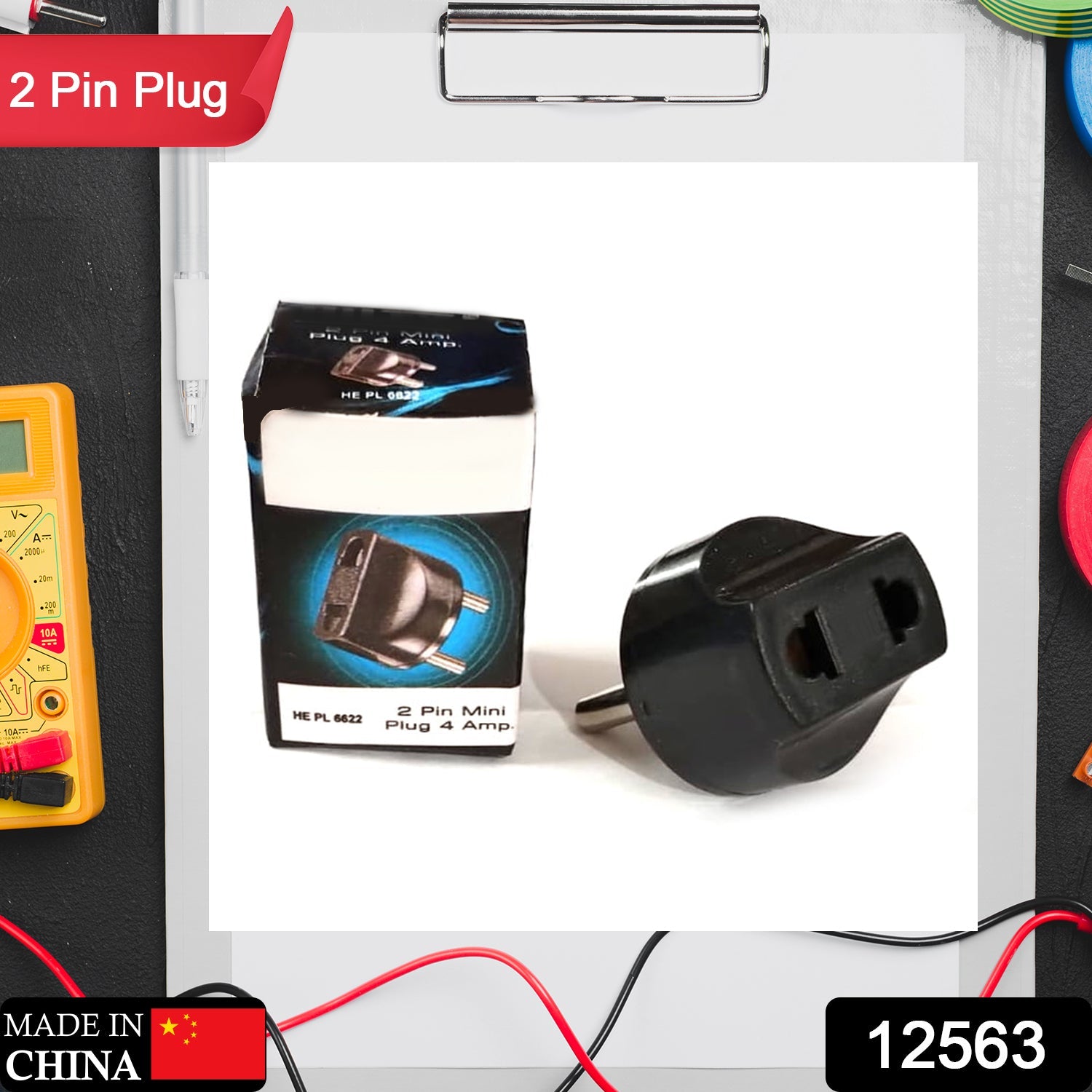 2 Pin 4 Amp. Conversion Electrical connector Plug, 2 PIN Plug Converter, Plug Adapter With Color Box (1 Pc ) - Bhavnagar Deodap