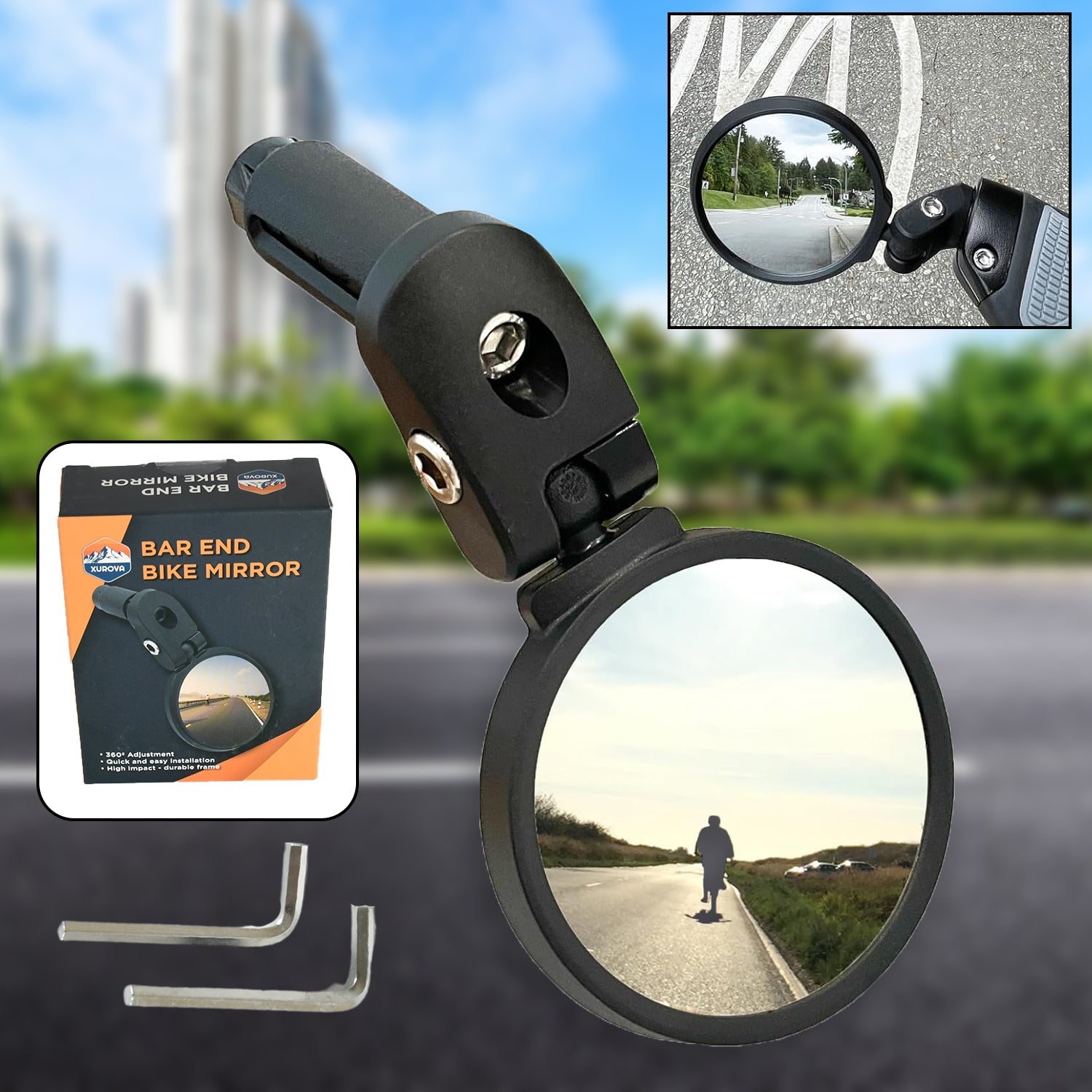 Bar End Bike Mirror, Safe Rearview Mirror 360° Rotatable & Foldable Safety Bicycle Rear View Mirror, Mirror Durable Bike Mirror (1 Pc) - Bhavnagar Deodap