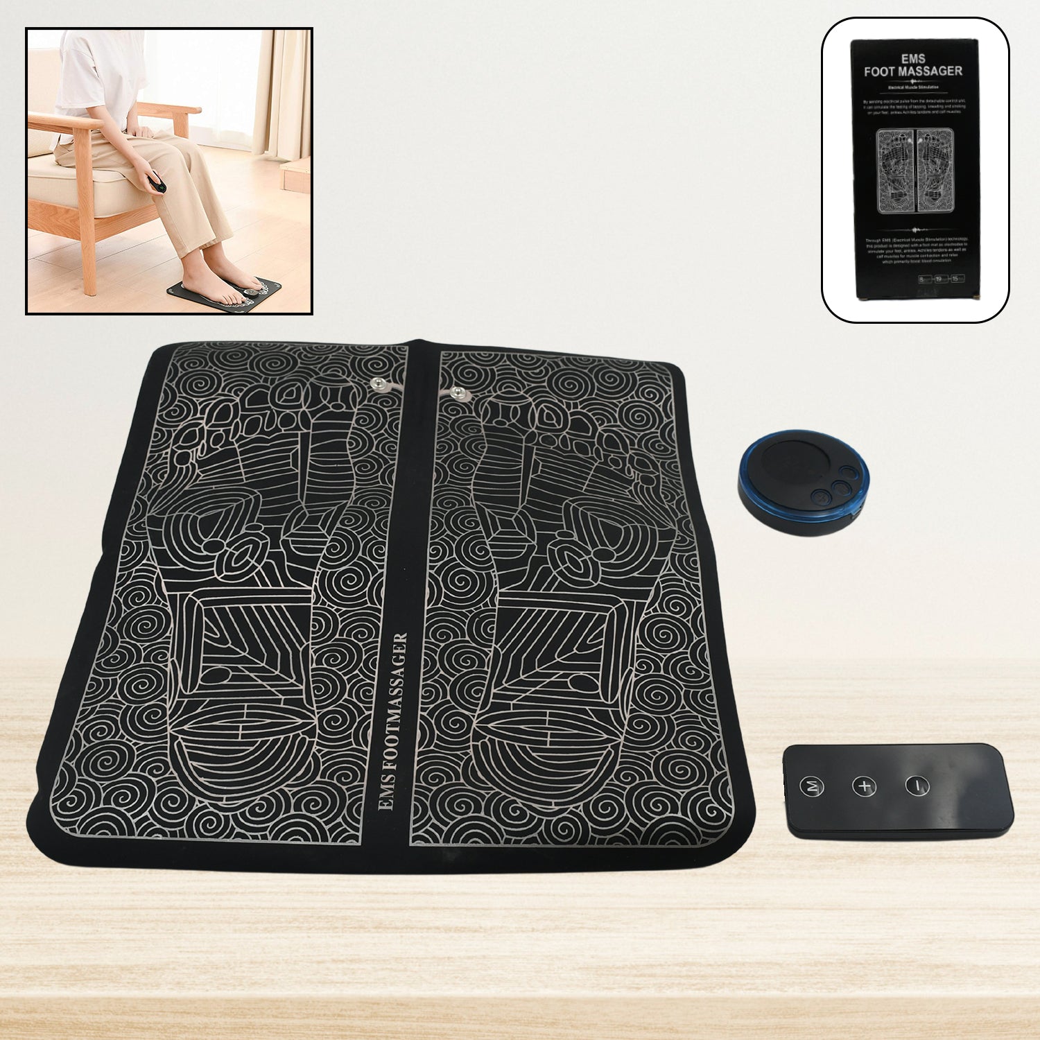 Remote Control Massage, USB Foot Massager, Electric EMS Foot Massage Machine, Rechargeable Portable Folding Automatic with 8 Mode 19 Intensity, 15 Minute Auto Run for Legs, Body, Hand Therapy - Bhavnagar Deodap