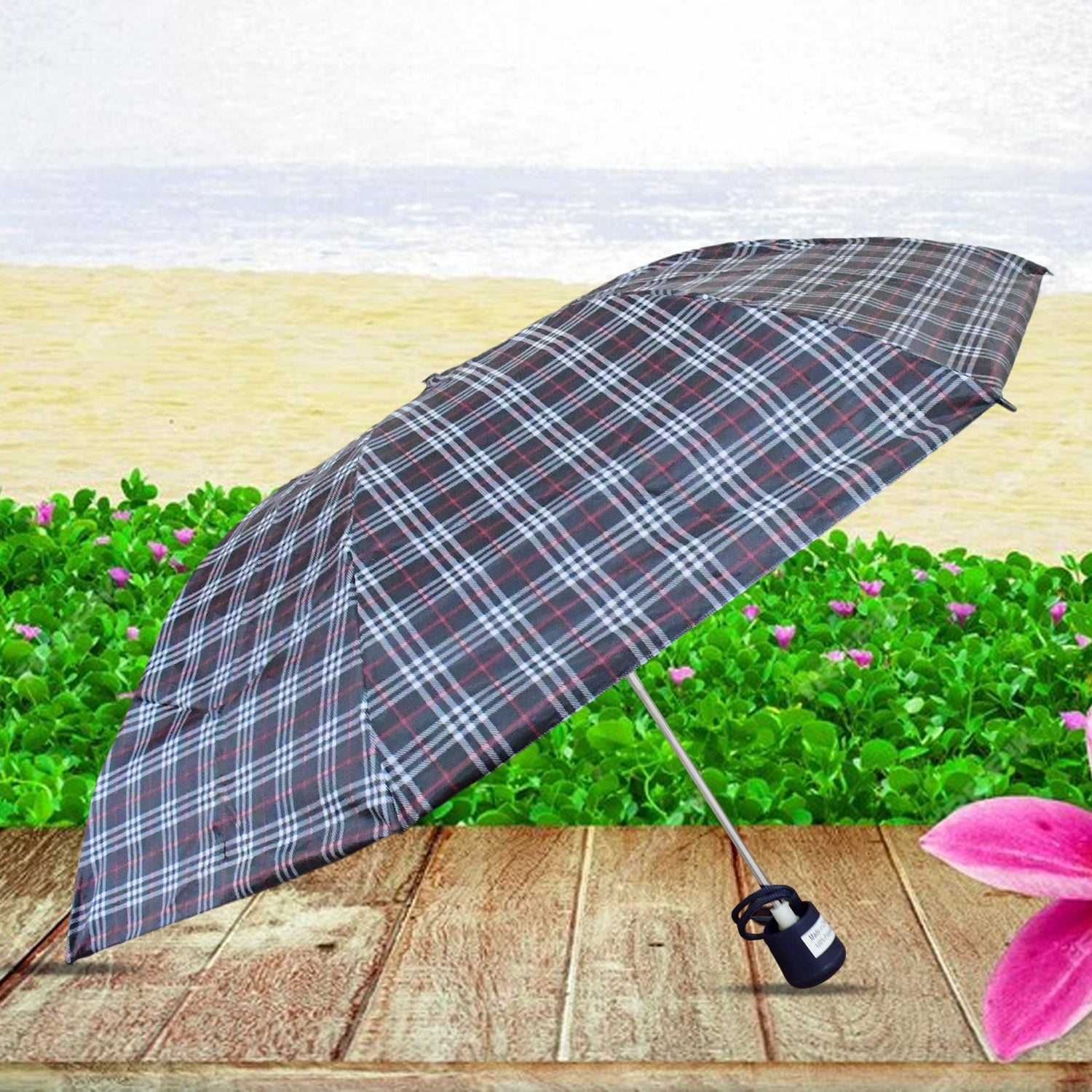 3-Fold Sun & Rain Protective Solid Foldable Umbrella, (1 Pc) - Bhavnagar Deodap