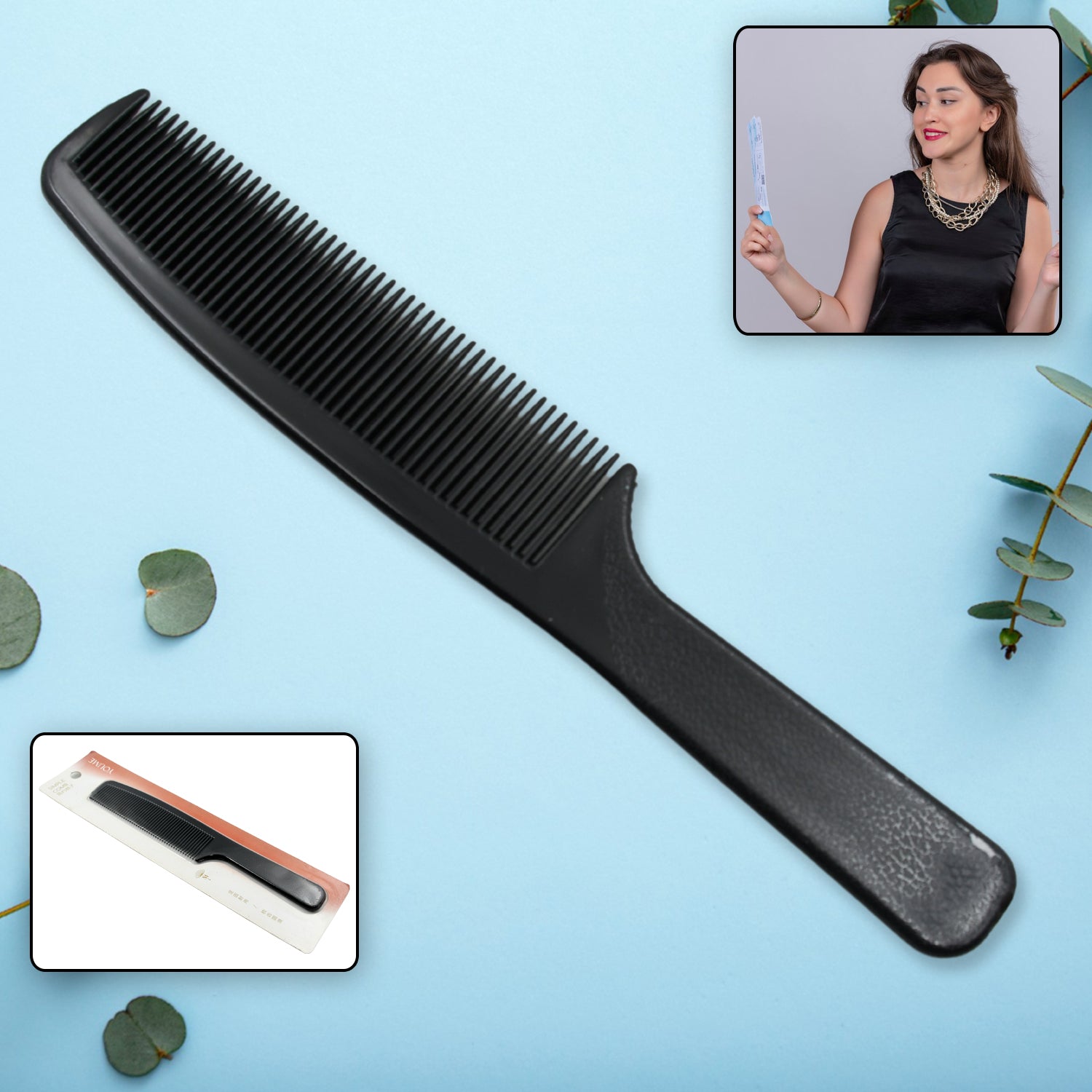 Barber Comb, Lightweight Plastic Comfortable Hair Comb Durable for Bathroom for Salon, Hair Comb Beauty Tool Use For Men & Women (1 Pc) - Bhavnagar Deodap