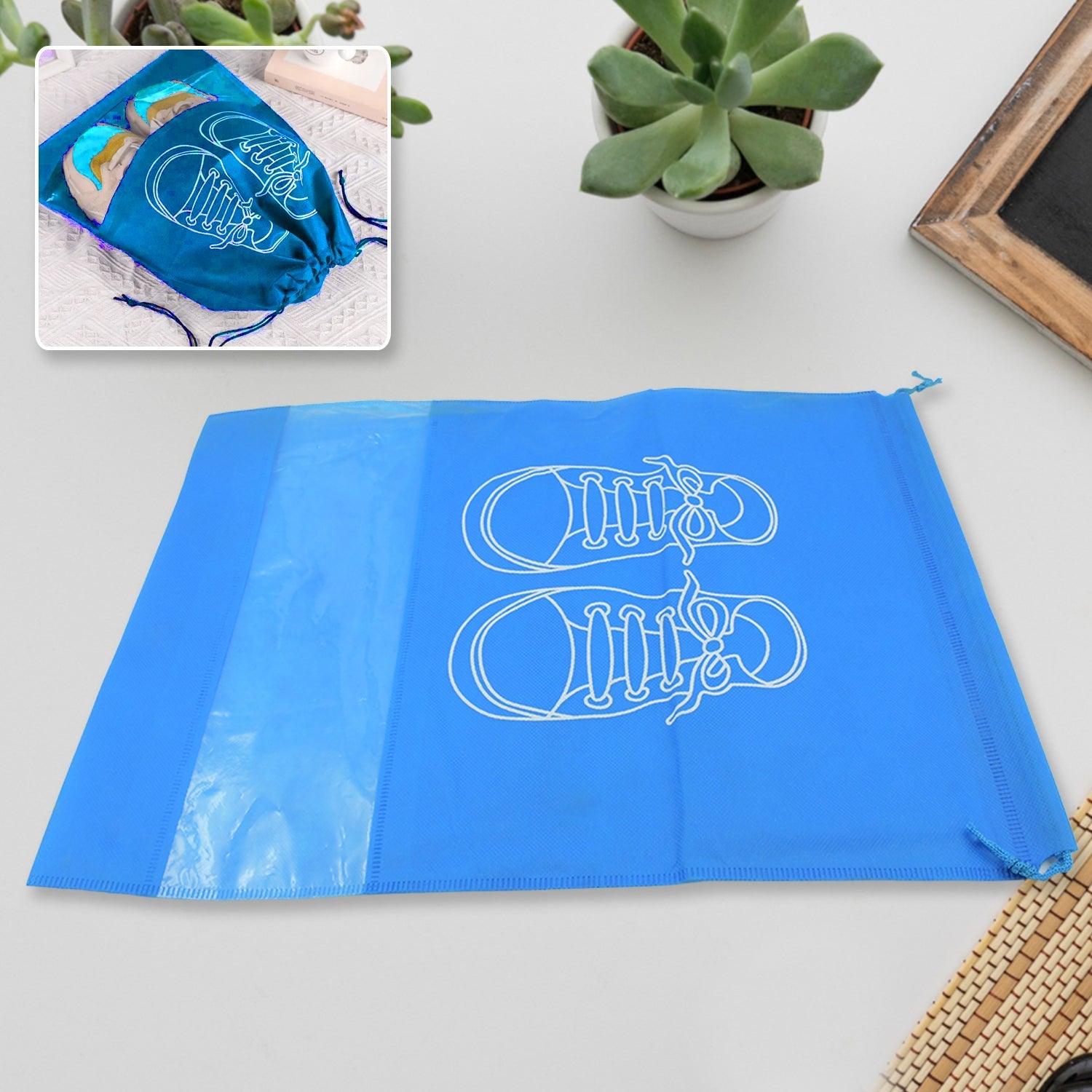 Beach Bag Shoes Storage Bag Closet Organizer Non-woven Travel Portable Bag Waterproof Pocket Clothing Classified Hanging Bag shoe bag luggage travel Portable Shoe Pouch Non Woven Transparent Window (1 Pc ) - Bhavnagar Deodap